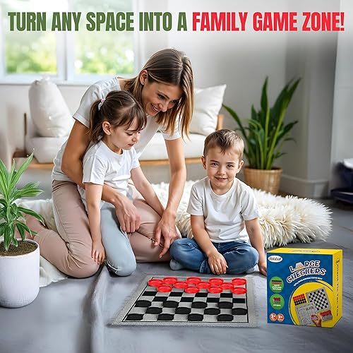 Miniatura 5 de Bolaball Juego de Damas Jumbo 3 en 1 y Tic Tac Toe con bolsa de transporte, juegos de mesa gigantes al aire libre para niños y adultos