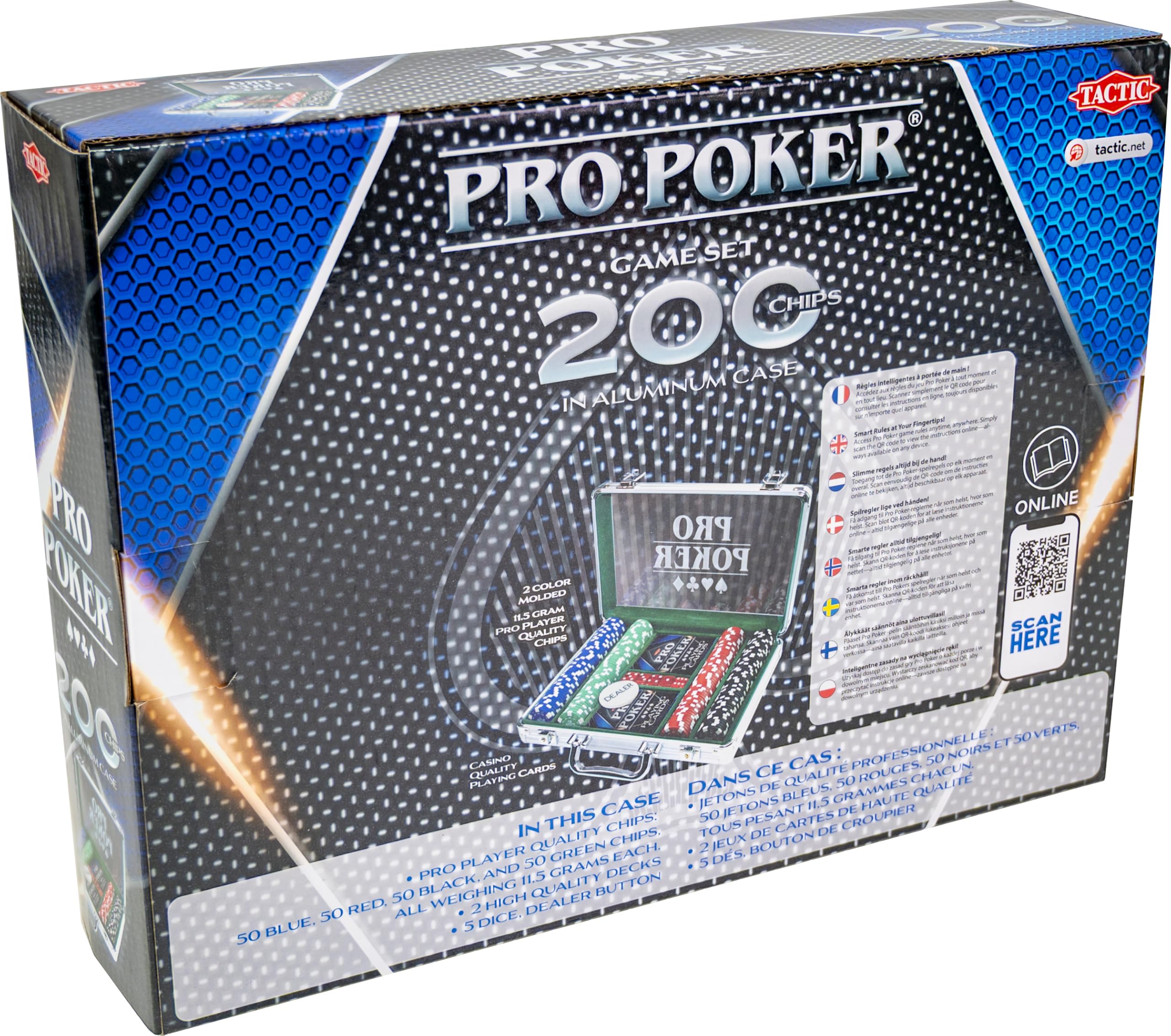 Tactic - 03090 - Poker - Propoker : Mallette Métal 200 Jetons, Noir