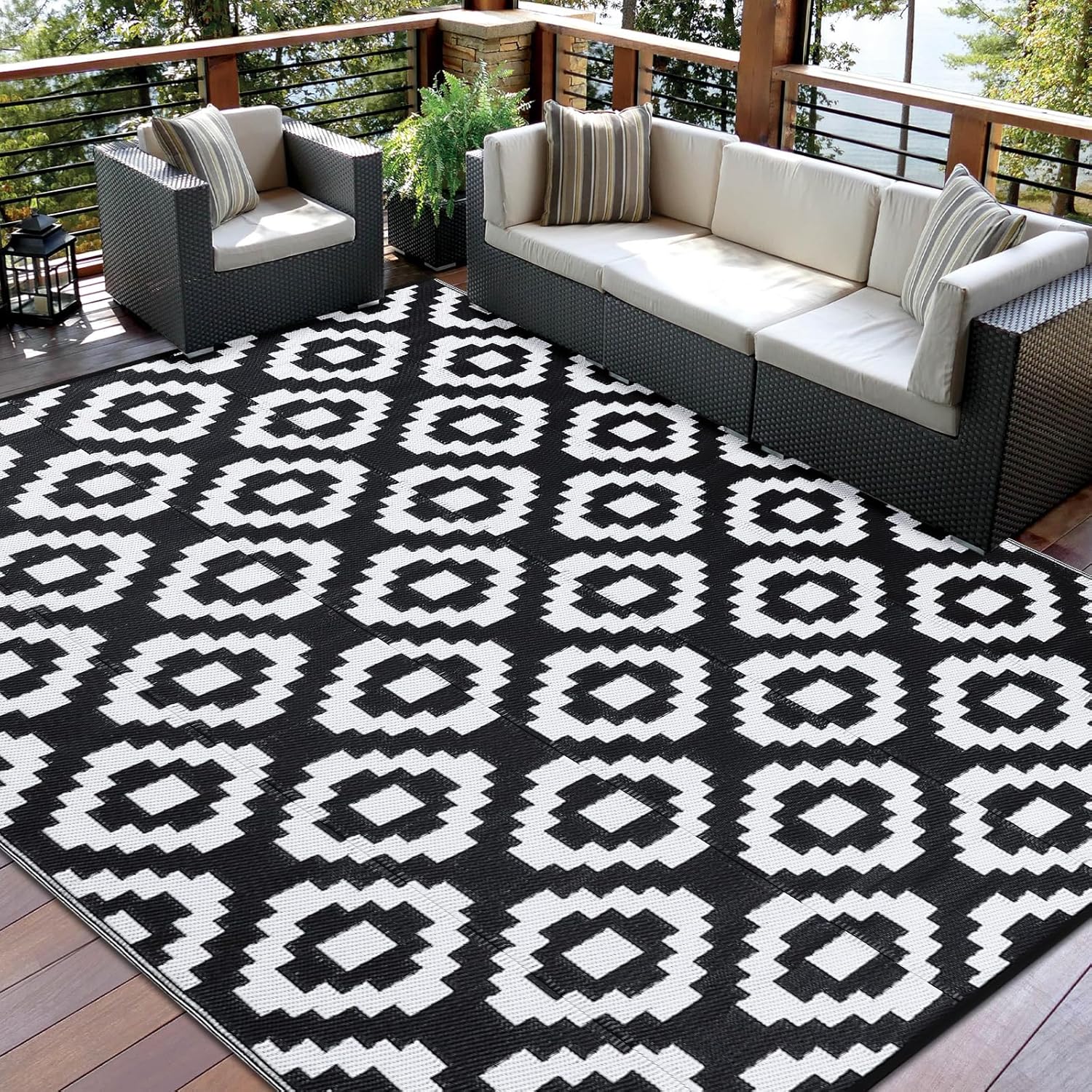 Outdoor Rug Reversible Plastic Straw Patio Camping Indoor Mat Carpet Waterproof - Picture 30 of 47
