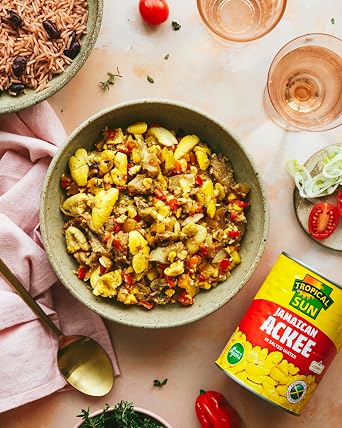 Tropical Sun Jamaican Tinned Ackee 540g (Pack of 6) Rich in Vitamin C, Vegan, Authentic Jamaican Flavor in Salted Water, Ideal for Traditional Dishes