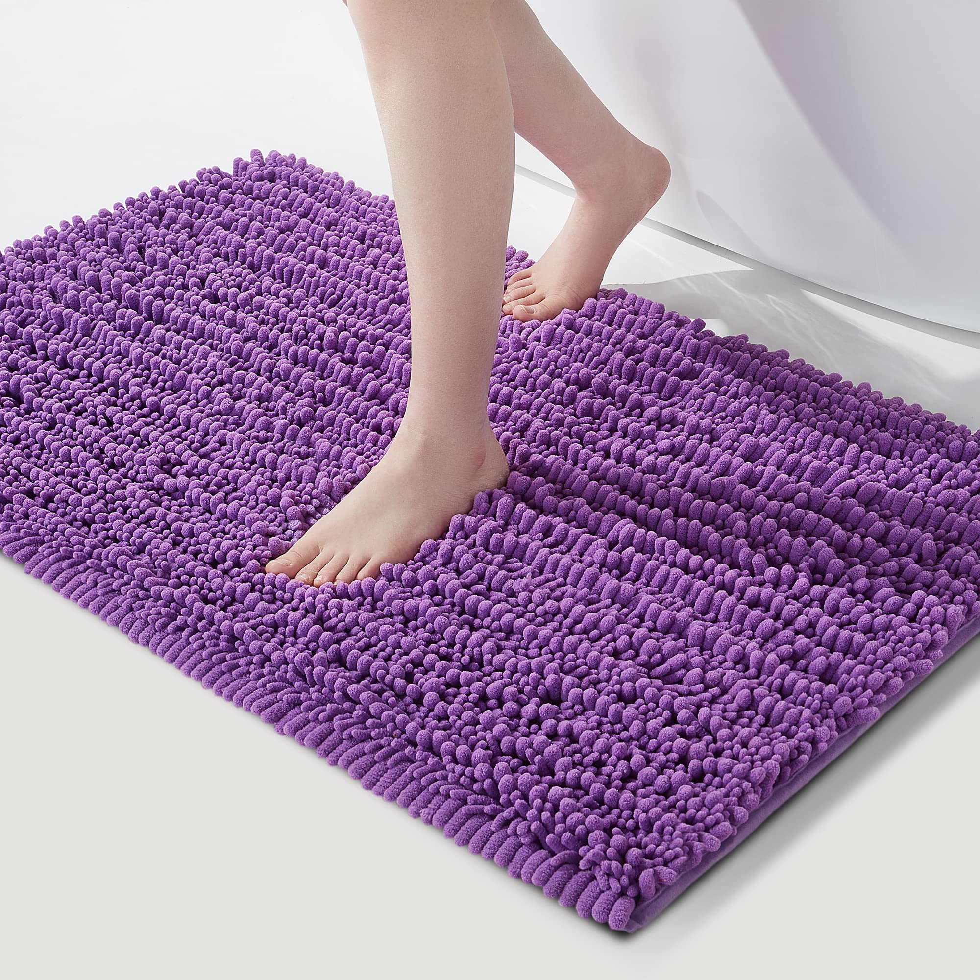FLOLEOPA Soft Plush Microfiber Bathroom Rugs, Absorbent Bath Rugs Non Skid Machine Wash Dry Bath Mats for Tub,Shower and Bath Room Floor Mats (