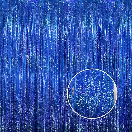 Miniatura 35 de GOER - Cortinas de tiras metálicas/oropel para fiestas, telón de fondo para fotos, Halloween, cumpleaños, graduaciones, Año Nuevo, decoración