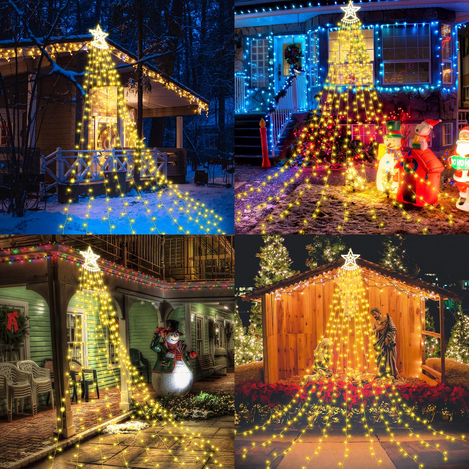 SALCAR Outdoor Christmas Lights, 3.5m x 9 Strands Fairy Lights with 30cm Star Topper, 350 LEDs - Image 2