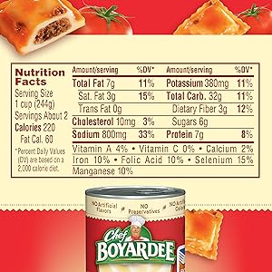 Chef Boyardee Mini Beef Ravioli, Microwave Pasta, Canned Food, 15 oz.