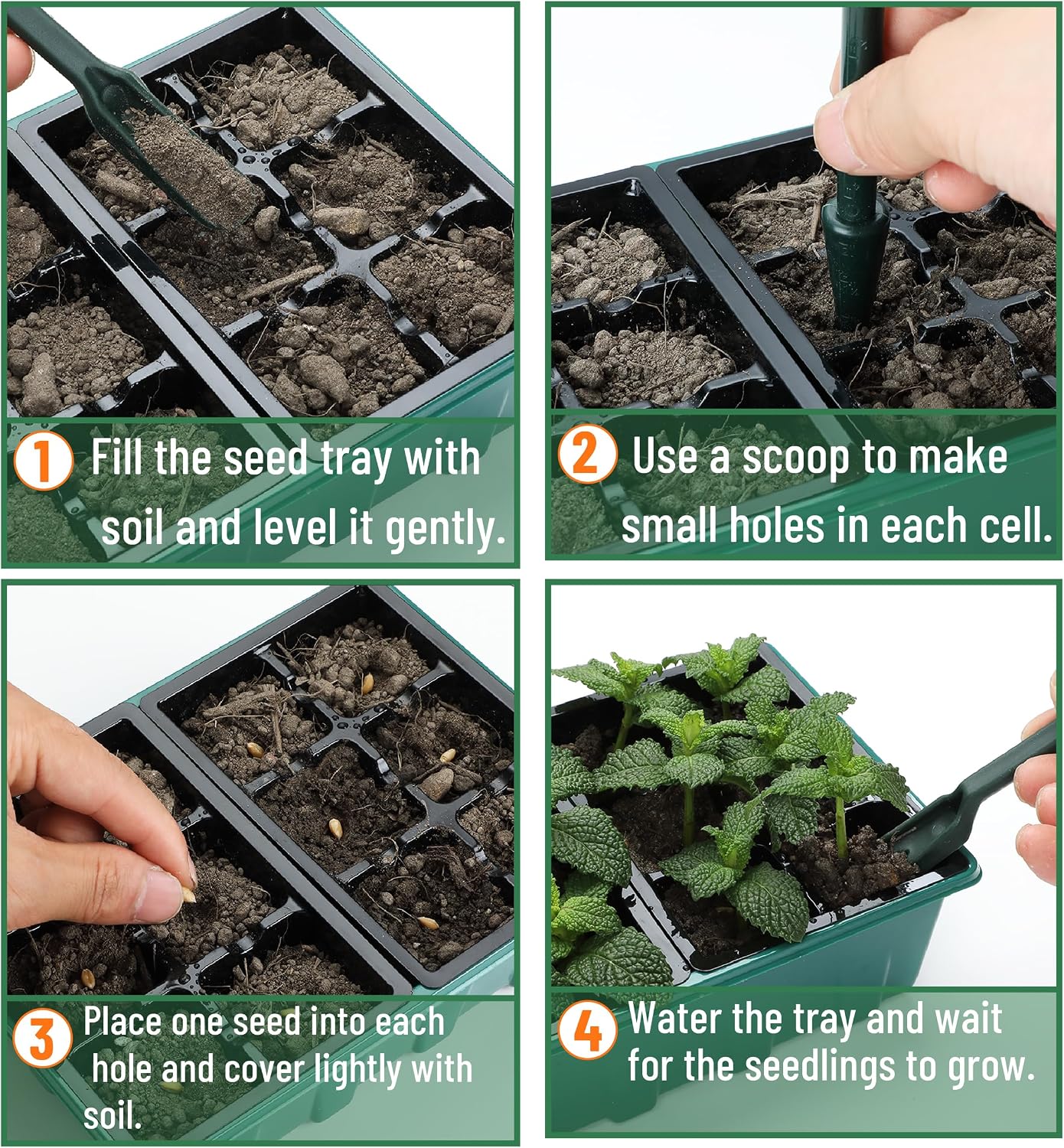 Mr. Pen- Seed Starter Tray Kits, 6.6"x4.6", 10 Set, Total 120 Cells
