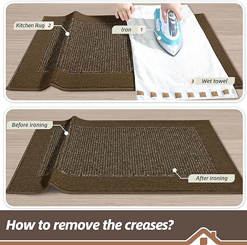 Miniatura 9 de BEQHAUSE Juego de 2 alfombras y tapetes de cocina antideslizantes para piso, absorbentes y resistentes a las manchas, lavables a máquina, para