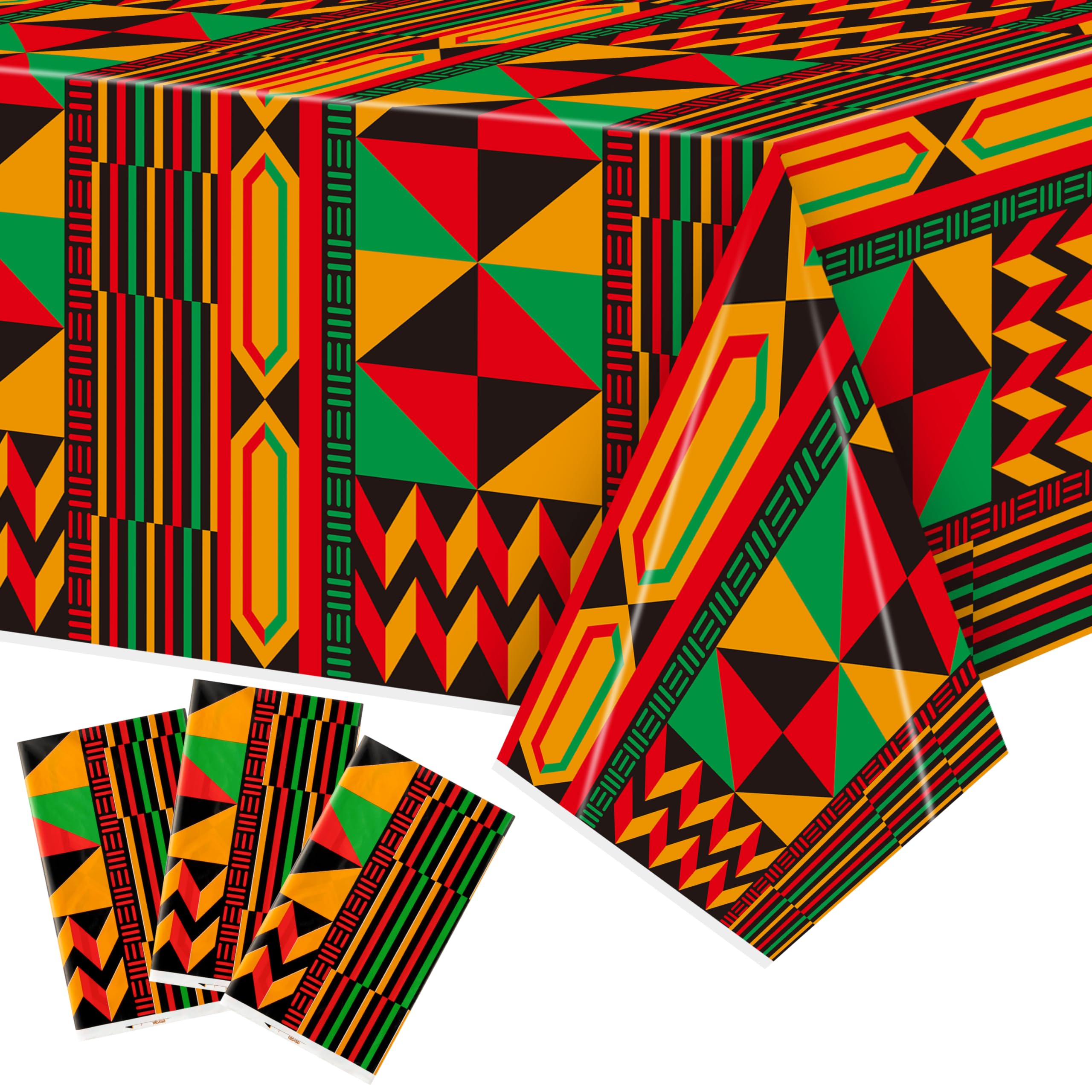 3 Packs Happy Kwanzaa Happy Juneteenth Tablecloth Decorations, African Disposable Waterproof Plastic Striped Checkered Table Covers, Afro Tablecloths for African-American Party Favor Supplies