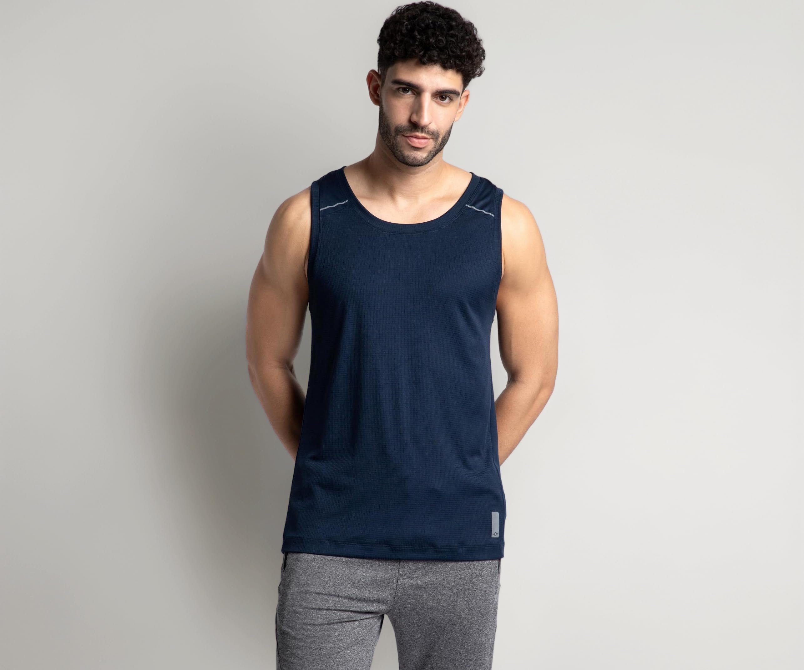 Jockey MV57 Men Lightweight Nylon Regular Fit Solid Active Wear Tank Top with Breathable Mesh