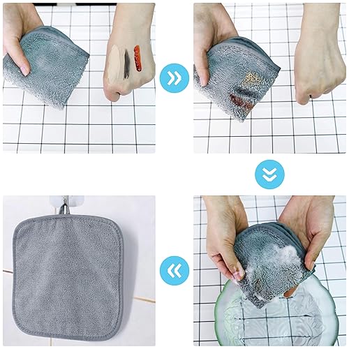 Miniatura 3 de Polyte Removedor de maquillaje de microfibra hipoalergénica prémium y paño de limpieza facial, 8 x 8 pulgadas, paquete de 6 (rosa, blanco)