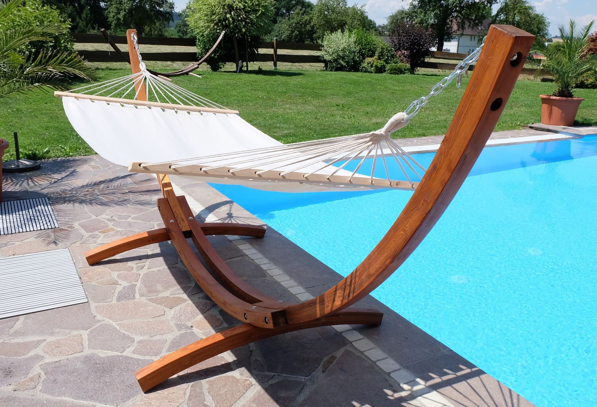 AS-S 350 cm Soporte de Hamaca Madera de alerce Incluye Hamaca Lucia