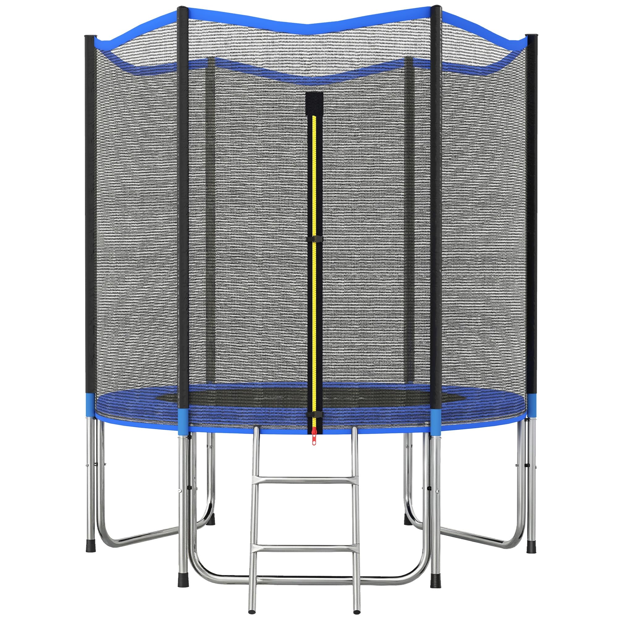 SPORTNOW Trampoline Extérieur Ø183cm pour Enfants et Adultes - Trampoline de Jardin Hauteur 2m avec 6 Poteaux au Sol Ultra Stables - Charge 80kg, 36 Ressorts, Échelle et Protection XXL 25cm, Bleu