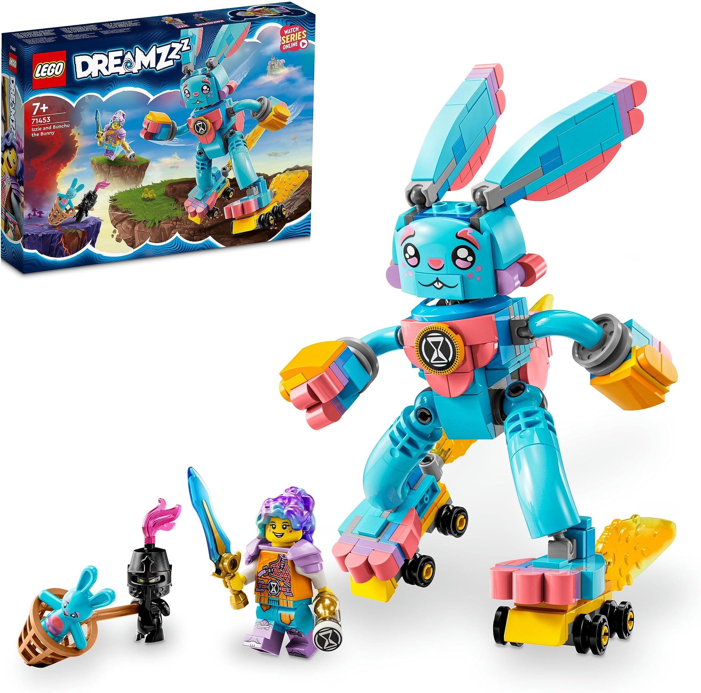 71453 DREAMZzz Izzie and Bunchu The Rabbit, Building Figure with Rollers, 2 Construction for Imaginative Game Based on TV Series, Animal Toys for Children, Boys, Girls from 7 Years Old