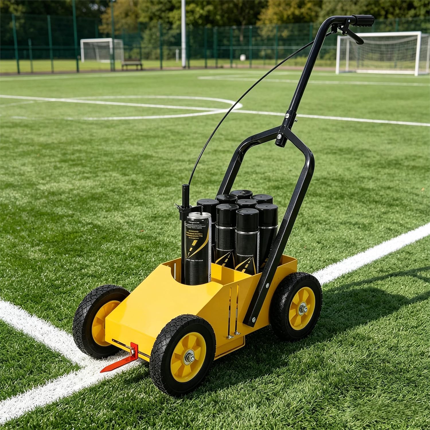GlowSol Heavy Duty Adjustable Line Striping Cart - for Lawns, Fields, and Roads - 2-6" Marking Width - Compatible with Inverted Spray Paint - Ideal for Parking Lot, Basketball Court, and Sports Field