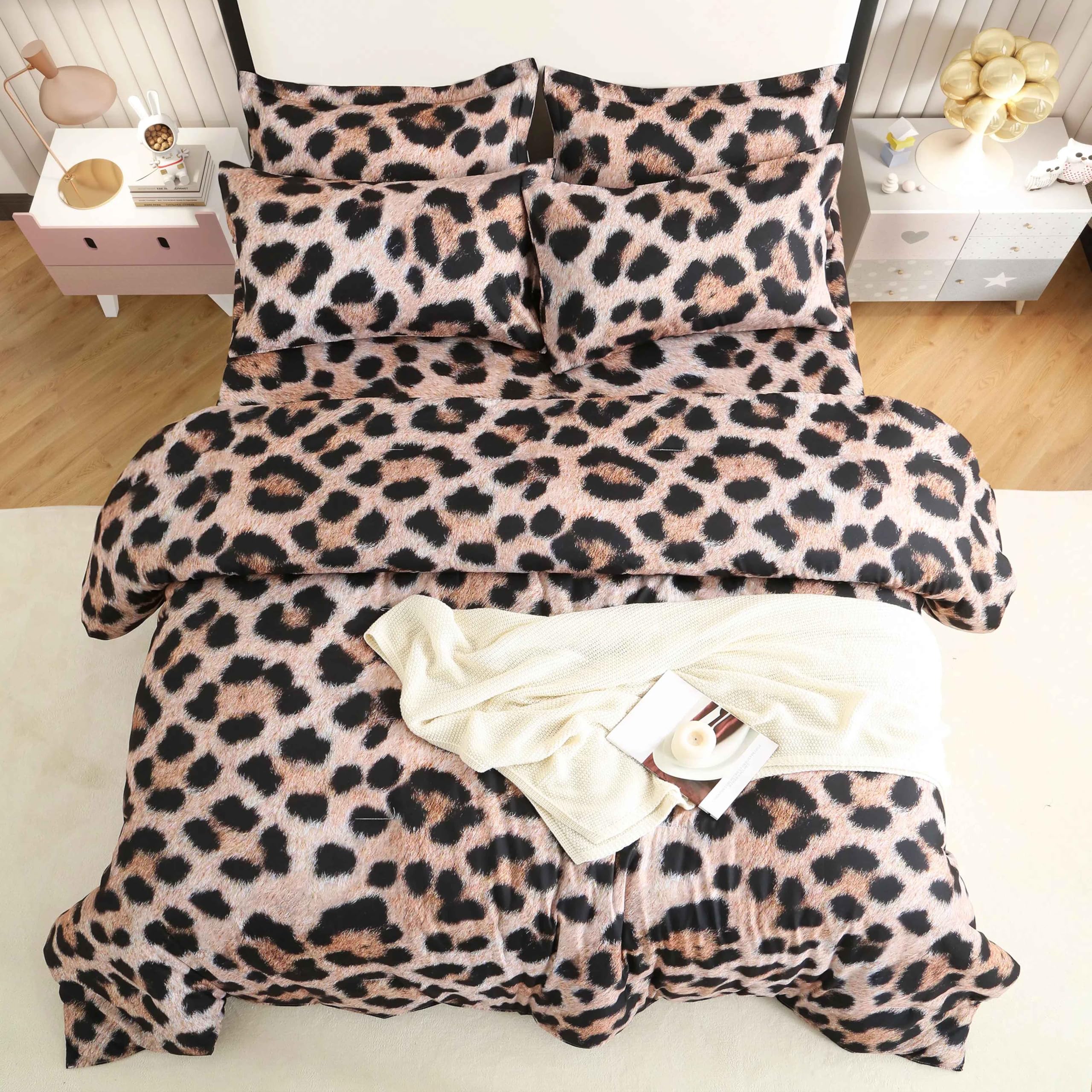 SDY 7PCS Cheetah Comforter Set Full, Super Cozy Leopard Comforter for Kids,Girls, Boys,Include 1Comforter，1Fitted Sheet，1Flat Sheet，2Pillowcases2