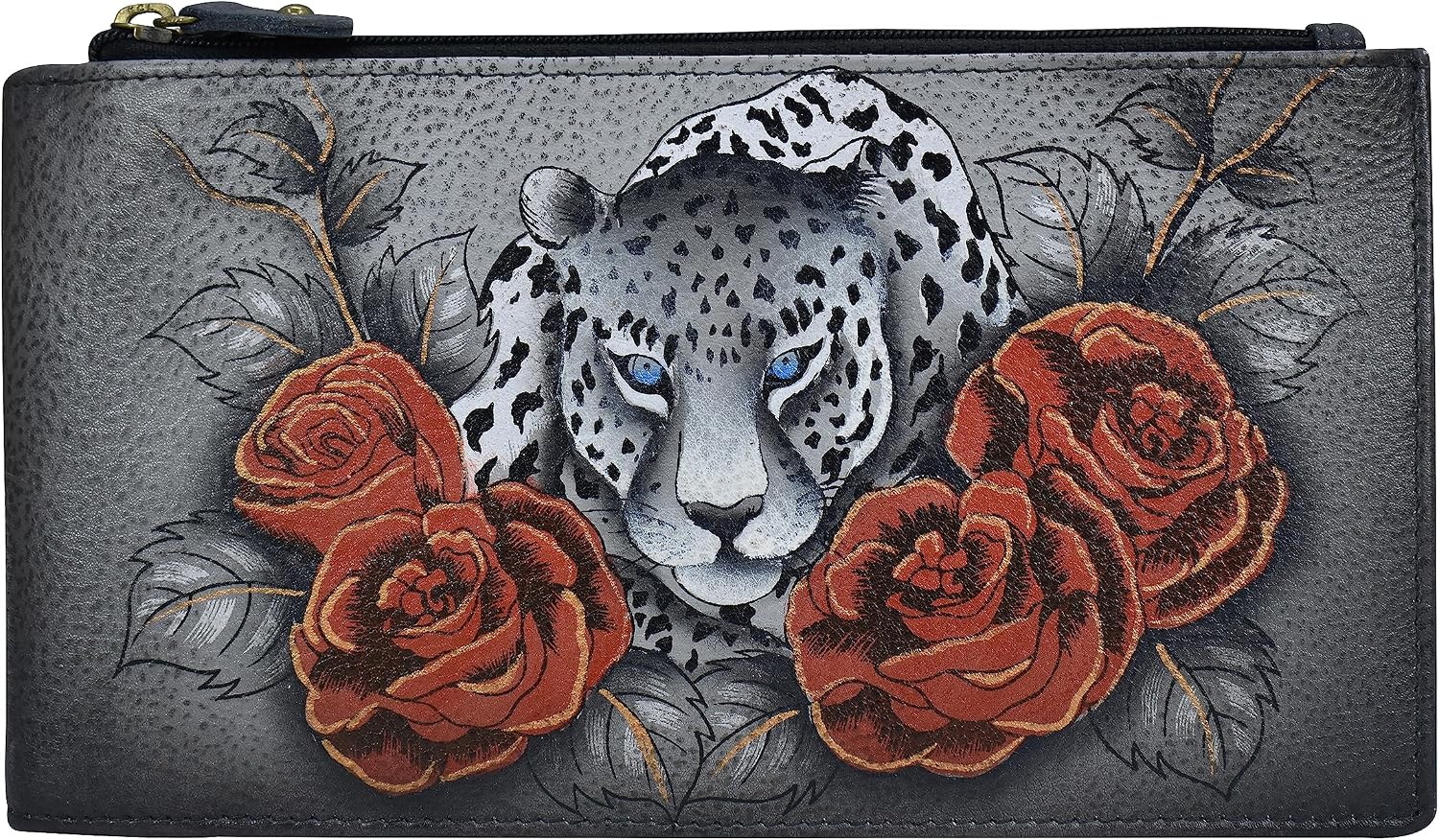 Anna by Anuschka Hand Painted Women’s Genuine Leather Organizer Wallet-Leopard Love
