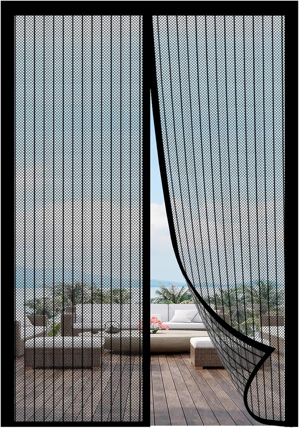 LIAMST Magnetic Screen Door - Self Sealing, Heavy Duty, Hands Free Mesh Partition - Pet and Kid Friendly, Magnetic Screen Door for French & Sliding Doors, Magnetic Closure Fits Door Sizes: 60” x 80” Polyester?PET? Fits Door Sizes: 60” x 80”