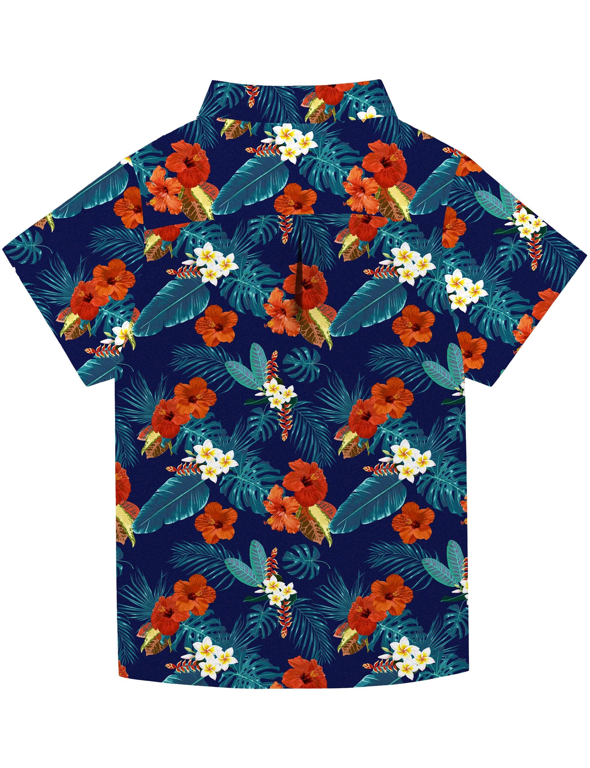 Hawaii Hemd Jungen Kurzarm, Kinder Sommer Casual Bedrucktes Strandhemd, Tropisches Blumen Button Down Freizeithemd