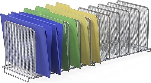 SimpleHouseware - Organizador clasificador de archivos vertical de 5 secciones, color plateado SimpleHouseware - Organizador clasificador de archivos vertical de 5 secciones, color plateado