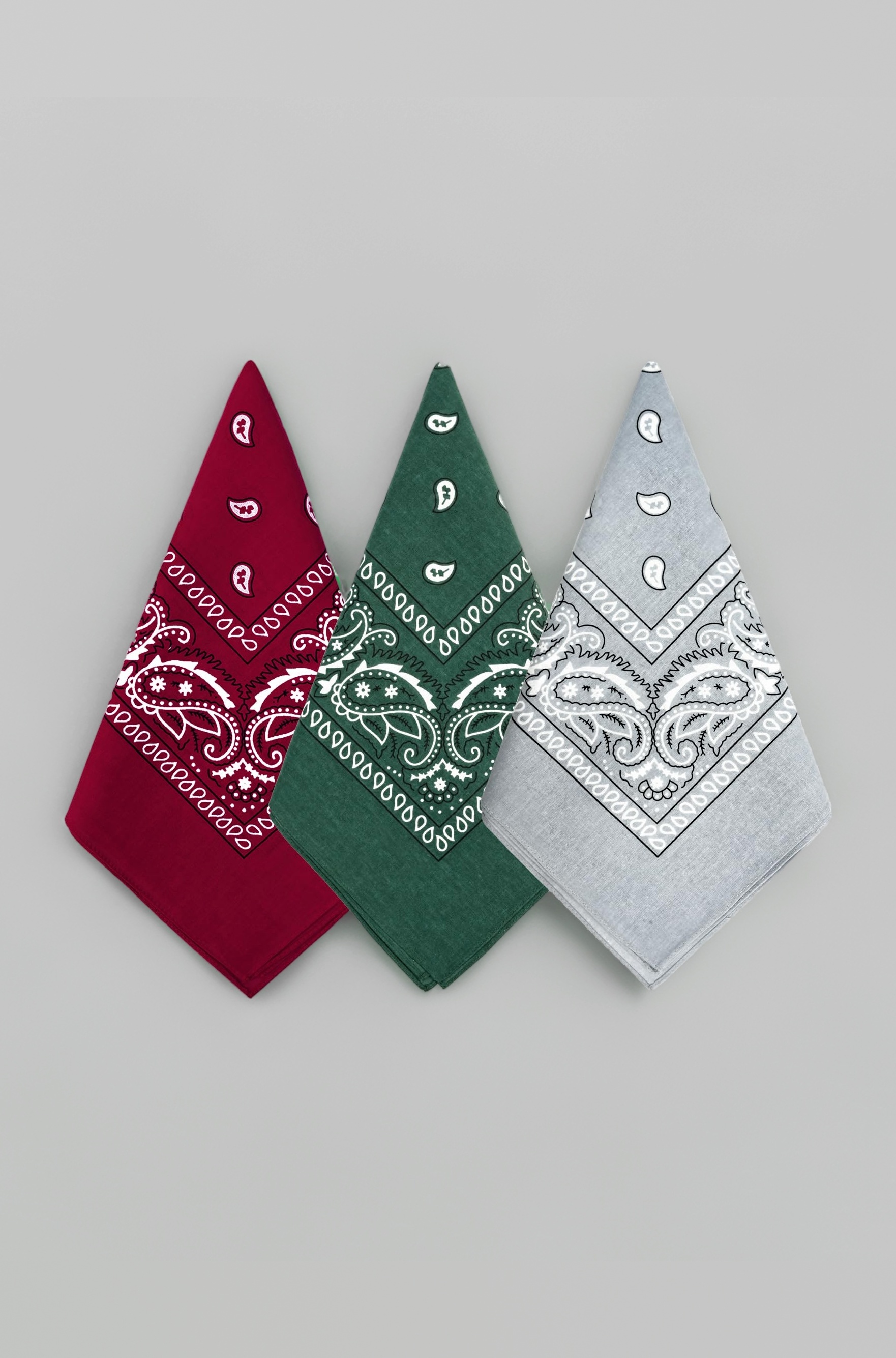 Bycc Bynn 3 Pack 100% Cotton Paisley Pattern Bandanas Face Mask Square Scarf Headwear