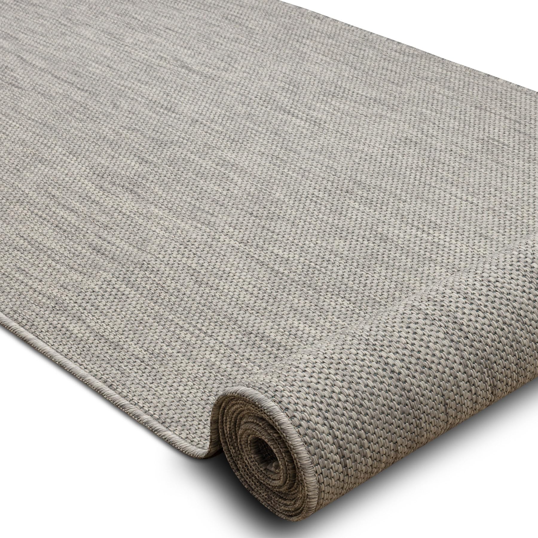 rugsx Teppichläufer SION Sisal Optik, flachgewebter Läufer, strapazierfähig & pflegeleicht, Indoor Outdoor, Küche Flur Balkon Terrasse, grau 80x400 cm