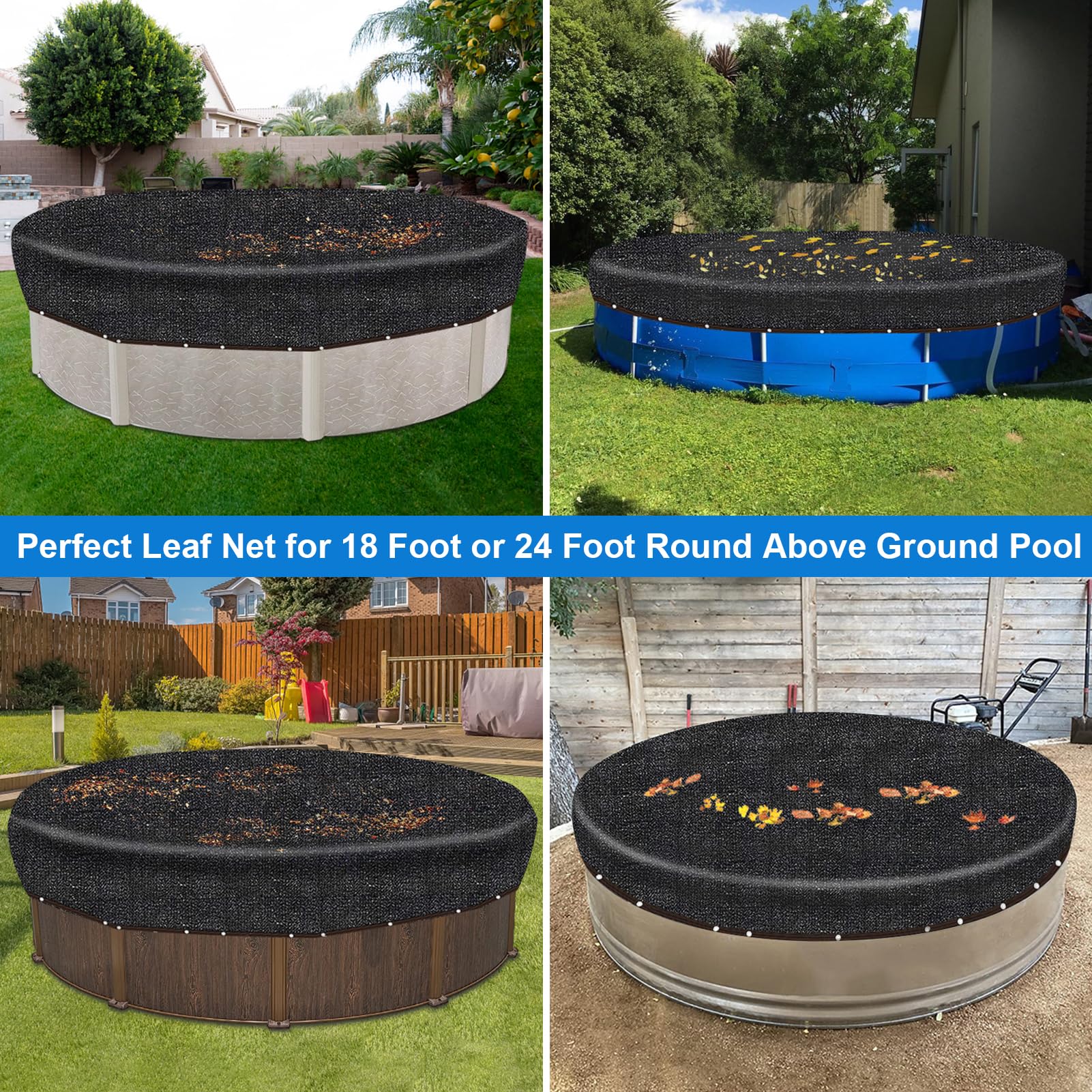 Filet De Sécurité Rond De 6 M Pour Piscine Hors Sol – Housse D'hiver En Maille, Filet De Sécurité Pour Piscine Hors Sol De 5,5 M, Garde Les Feuilles Hors De Votre