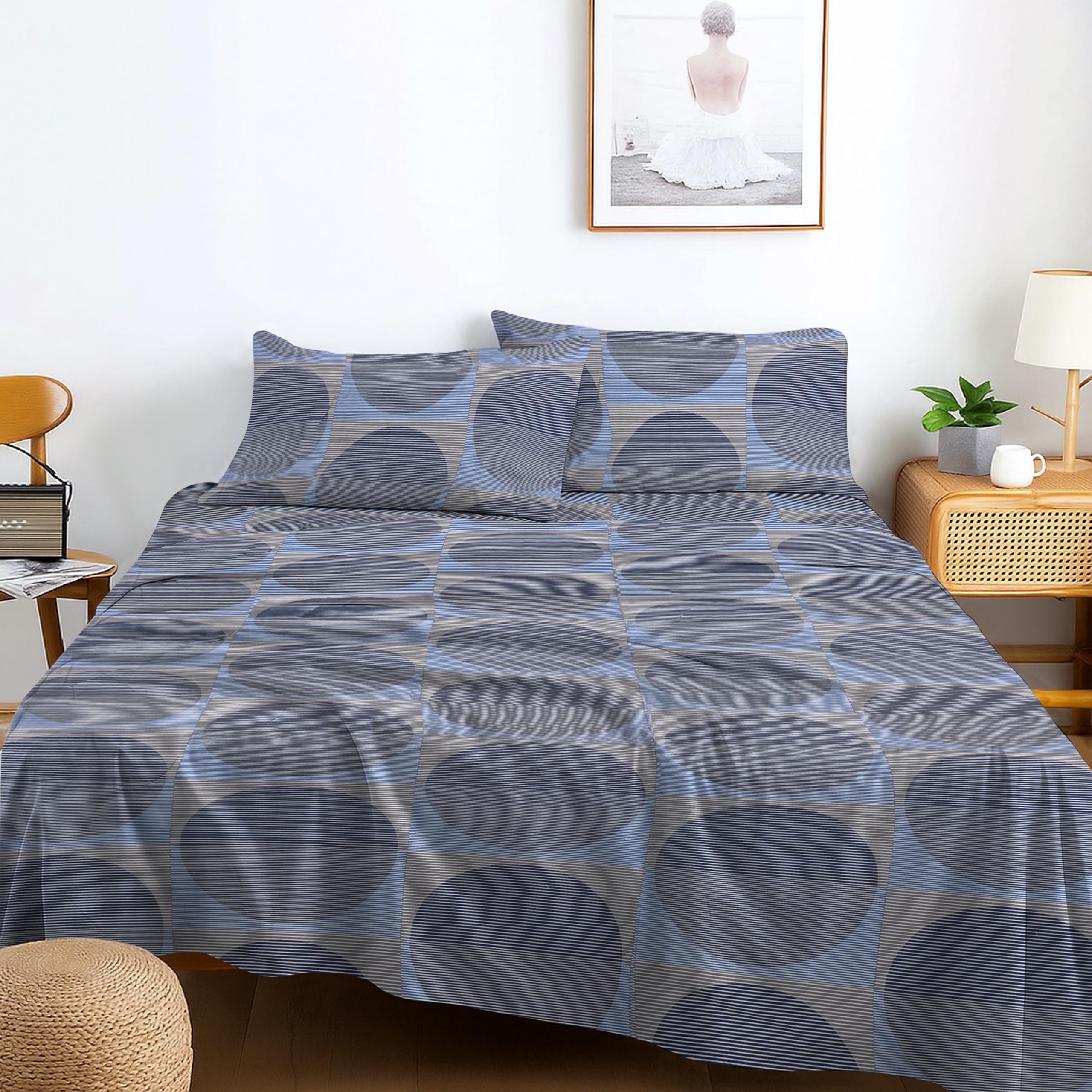 Double 3-Piece Hotel Quality Bed Sheet Set Soft, Cozy & Breathable Bedding with Flat Sheet & 2 Pillowcases Durable, Luxury Design, Easy Care