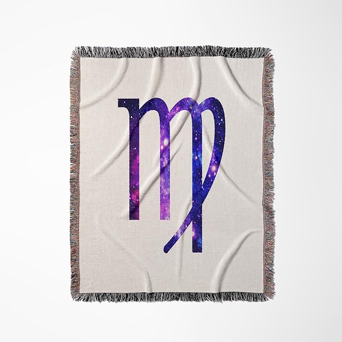 3dRose Virgo Horoscope Symbol - Purple Zodiac Glyph Astrological Star Sign Woven Blanket