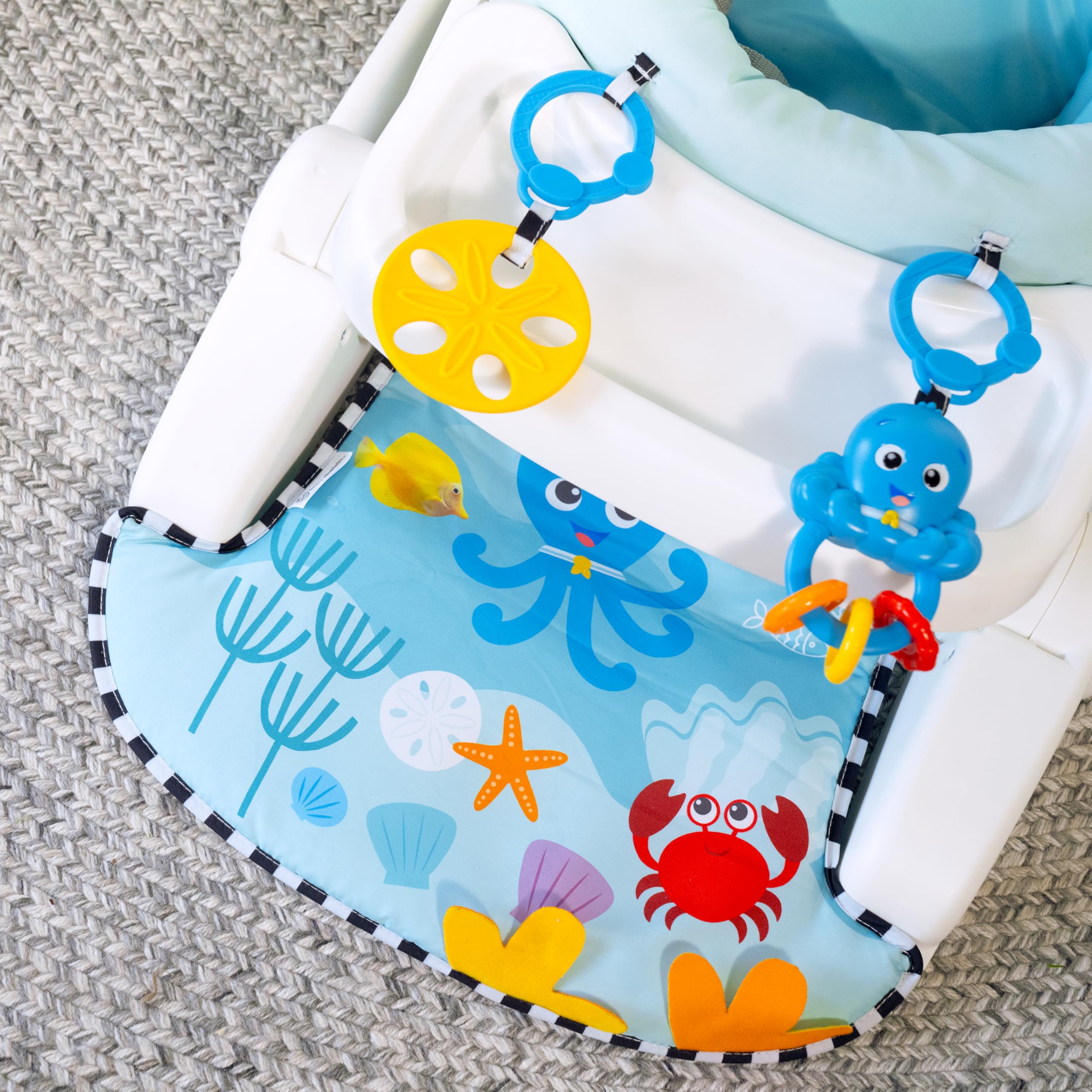 Baby Einstein, Seggiolino da pavimento 2 in -1 Sea of Support, con vassoio rimovibile e giocattoli