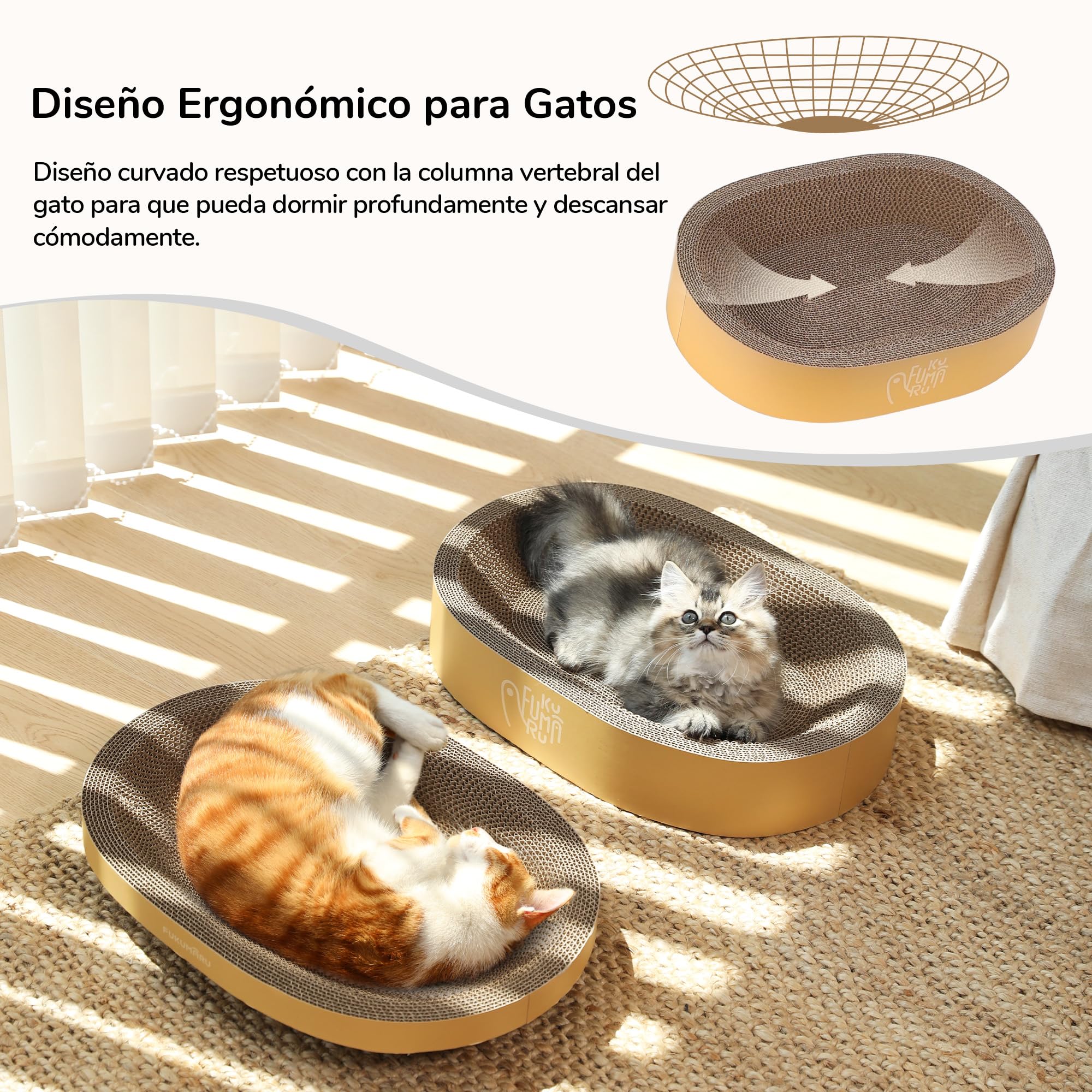 FUKUMARU Rascador para Gatos, Juego de 3 rascadores, rascadores Resistentes de cartón Ondulado, ahorran Espacio y Son duraderos.