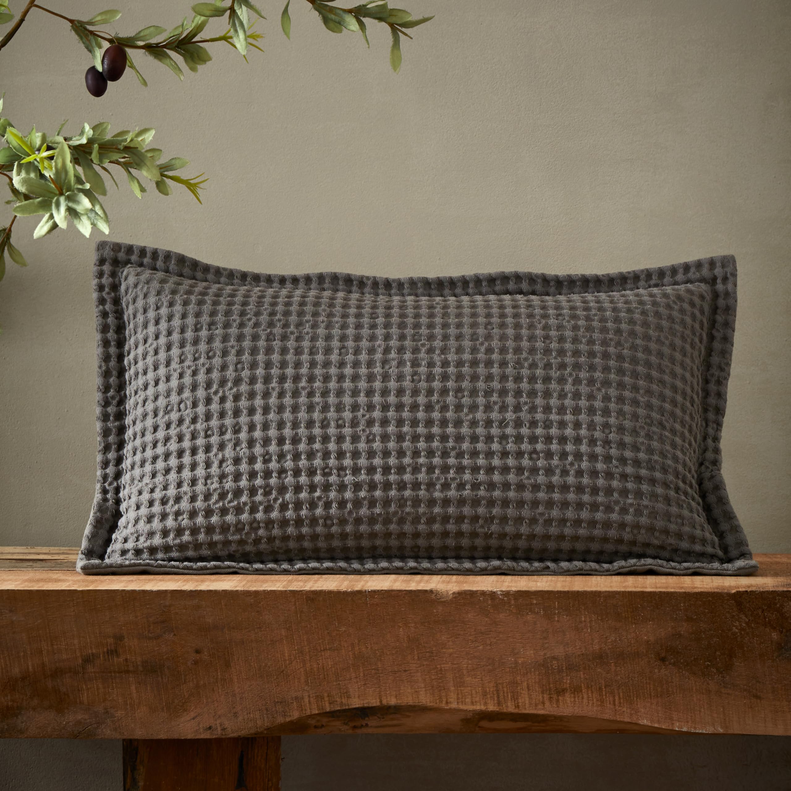 Pineapple Elephant Jaipur Chunky Waffle Cotton 30x50cm Cushion Grey