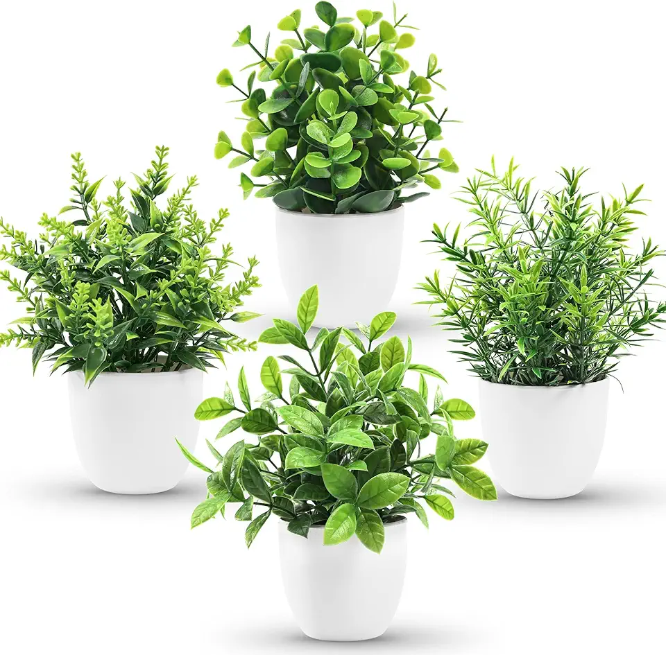 Der Rose Faux Plants Indoor, 4 Pack Small Fak...