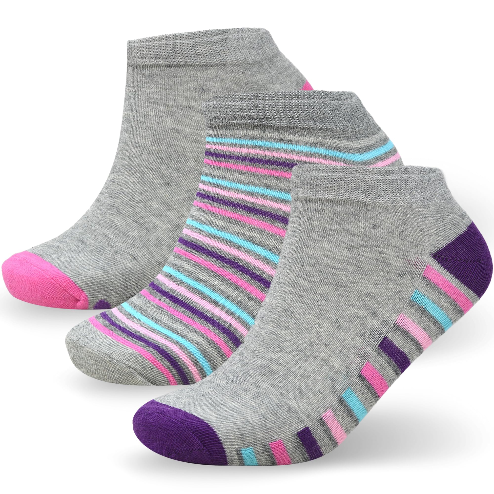 Towelogy Womens Cotton Ankle Socks Patterned Ladies Cotton Rich Trainer Liners Multipack Size UK 4-7