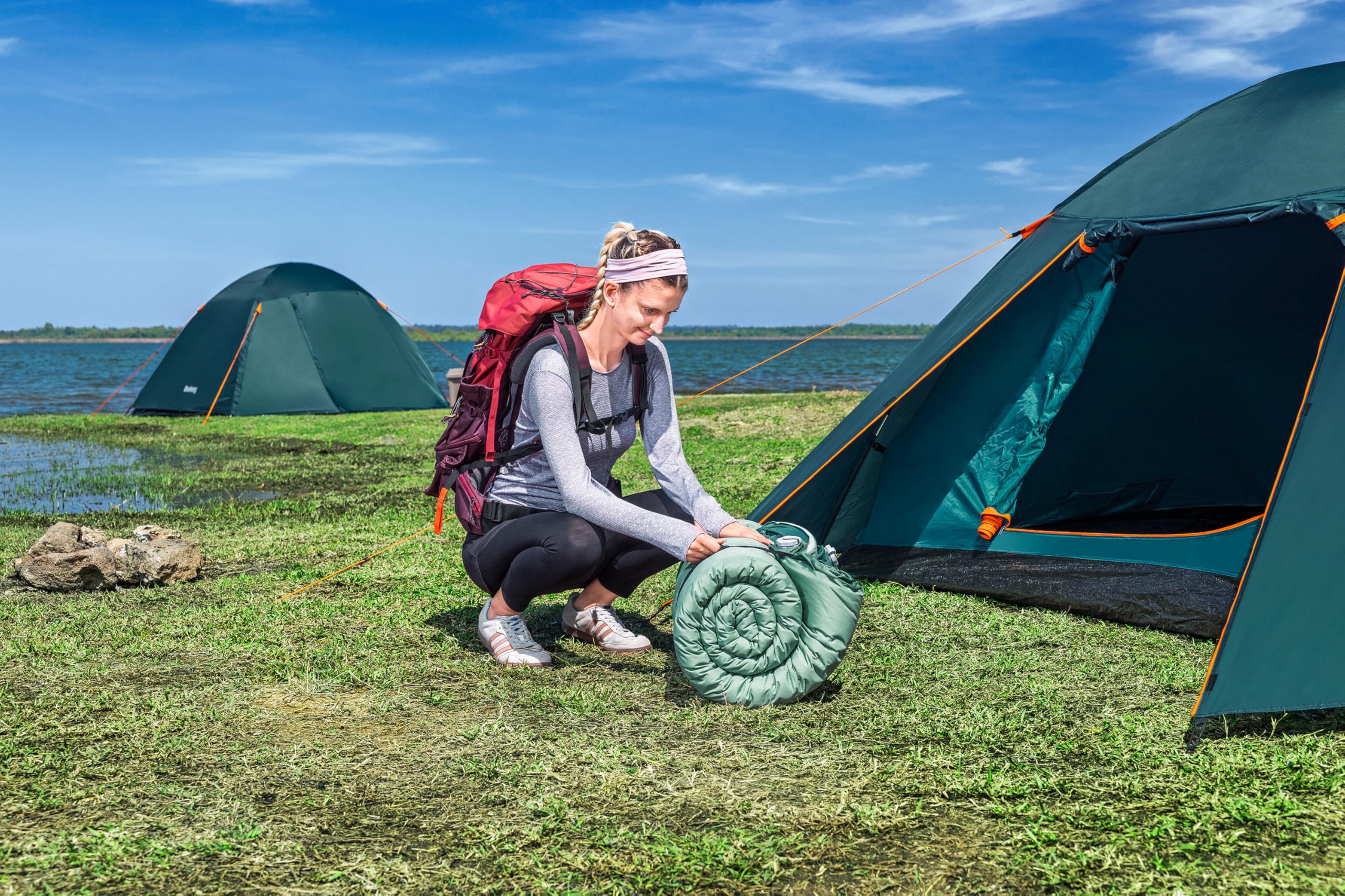 Bestway Selbstaufblasende Doppel-Isomatte ComfortTrek 202,5 x 153 x 11 cm für 2 Personen, Campingmatte mit hohem R-Wert 5,2, Dicke Luftmatratze für Outdoor & Kalte Nächte