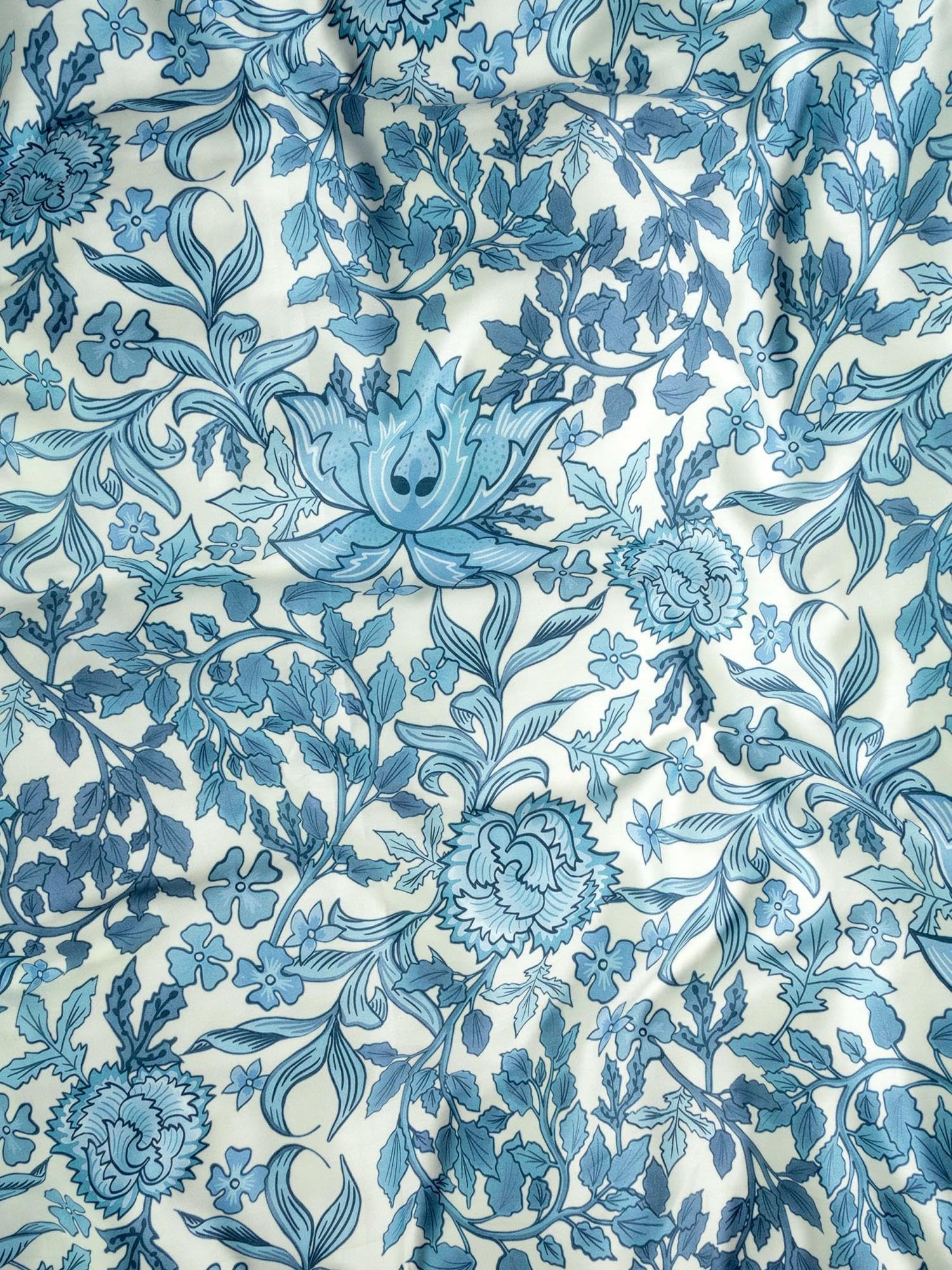 ESSENZA Bettwäsche Ophelia Smoke Blue, 200x200 + 2X 80x80 cm - 100% Baumwollsatin 200TC - Blumen