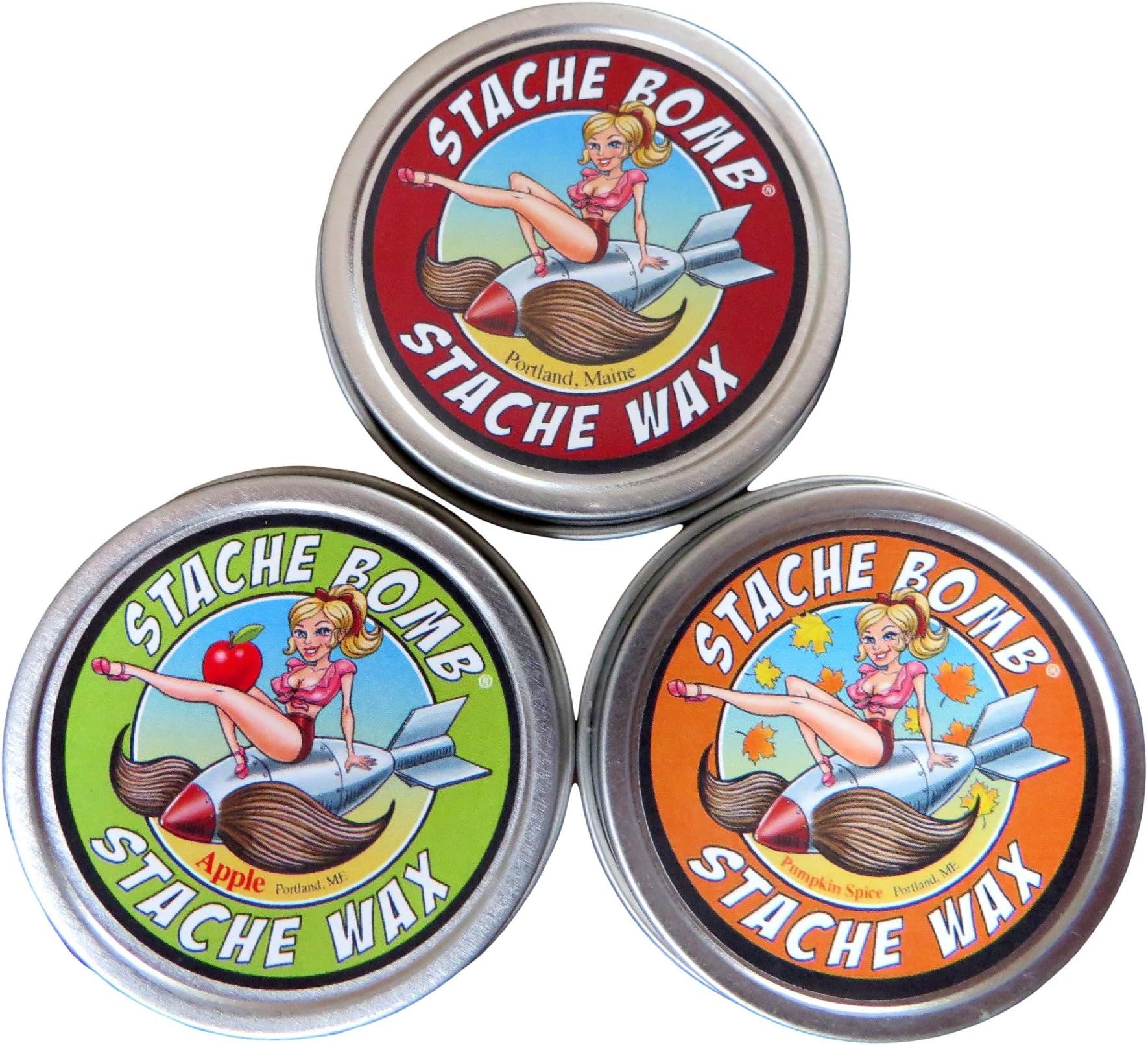 Stache Bomb Stache Wax- Moustache Wax from Maine- Triple Stache Pack