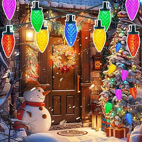 Luces LED C9 de Navidad C9 para exteriores, 50 luces LED de 32 pies C9 para Navidad, bombillas de fresa, conectables, certificación UL, para