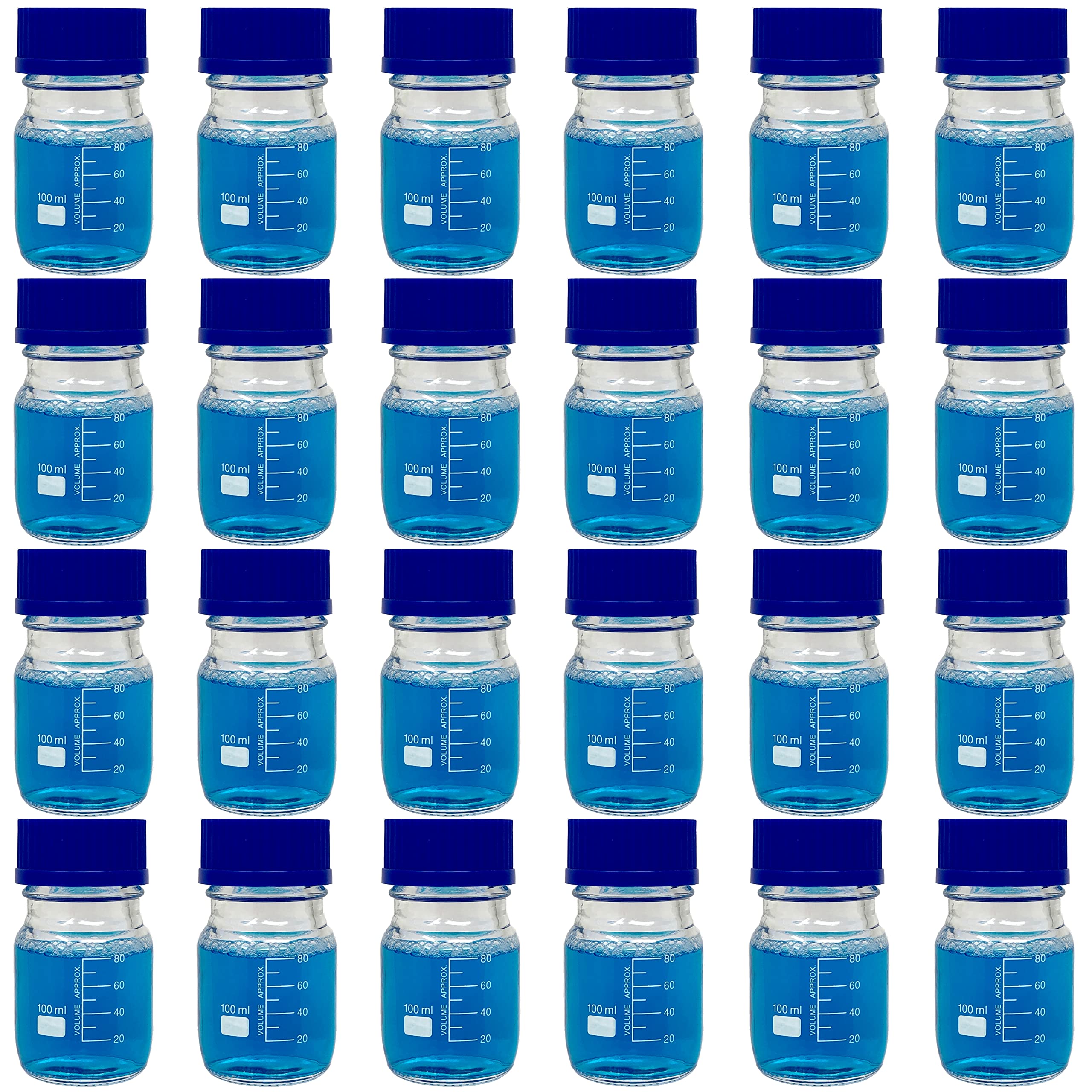 Karter Scientific 100ml Glass Round Media Storage Bottles with GL45 Screw Cap, Borosilicate Glass, 251X5 (Case of 24)