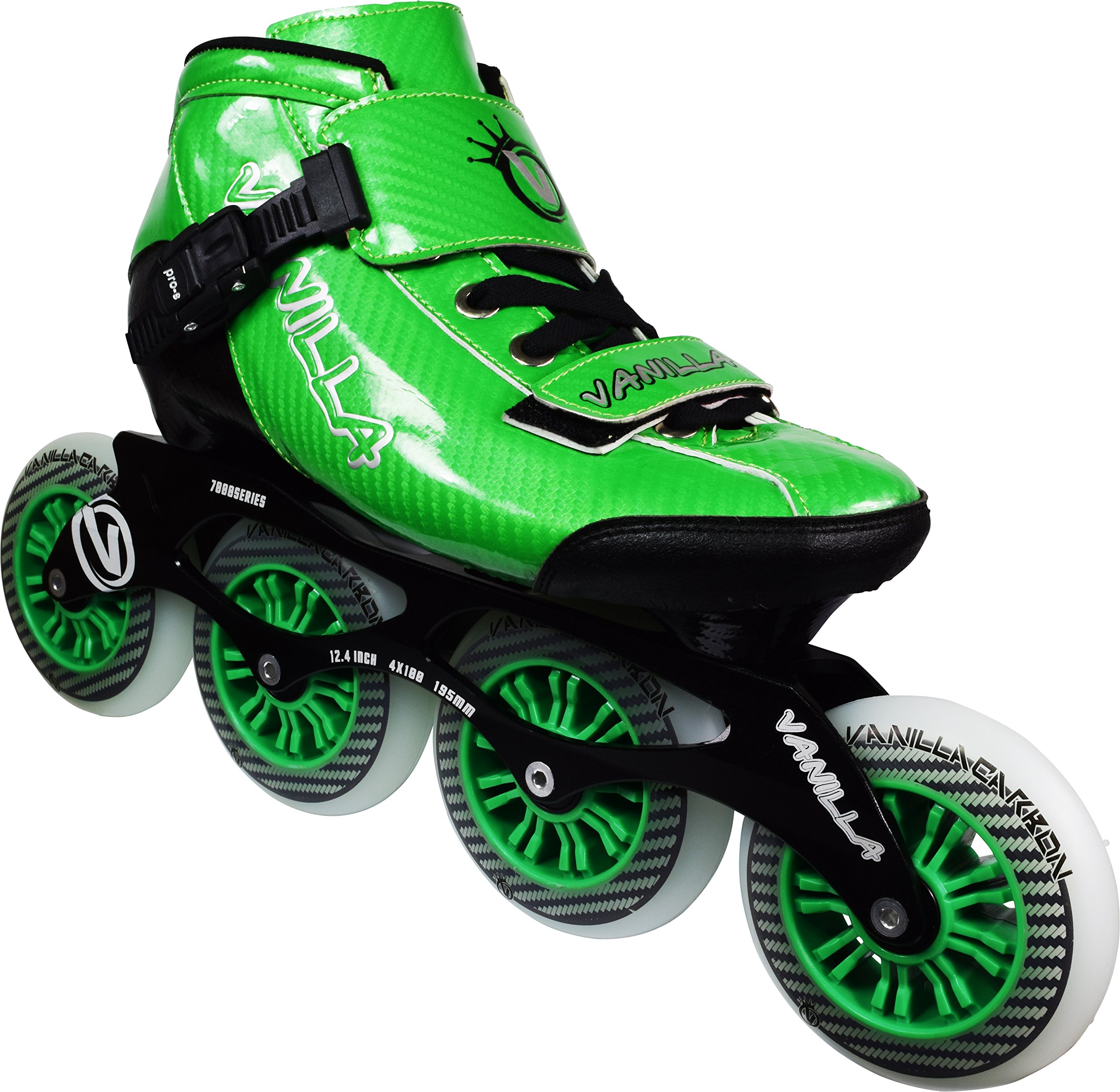 Vanilla Carbon Speed Inline Skates with ABEC-9 Bearings, 85A Urethane Wheels, Heat Moldable, 7000 Series Aluminum Frame