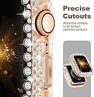 Vista 4 de Funda brillante compatible con Apple Watch Series 6/5/4/SE 3/SE 2/SE de 1.575 pulgadas, cubierta protectora de diamante para mujer, protector