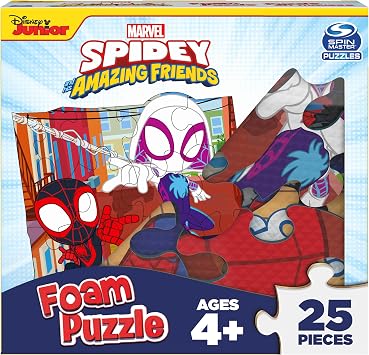 Spin Master Games Spidey & His Amazing Friends Foam Floor Puzzle Kids Game | Features Spidey & Gwen Artwork, Easy-to-Hold Squishy Foam Puzzle, 25 Pieces, Promotes Tactile Learning, 1+ Players, Ages 4+