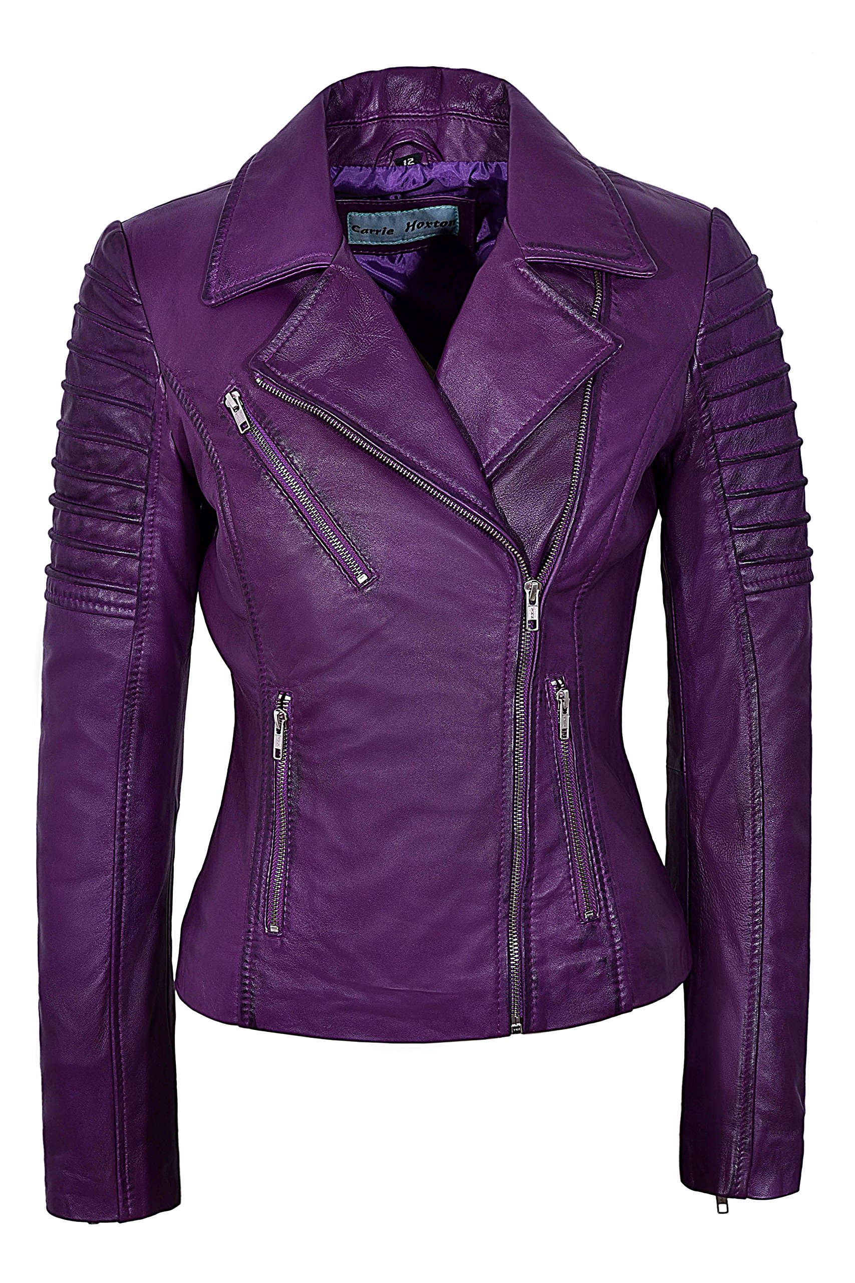 Ladies Real Leather Jacket Stylish Fashion Designer Waxed Soft Biker Motorcycle Style Jacket 9334
