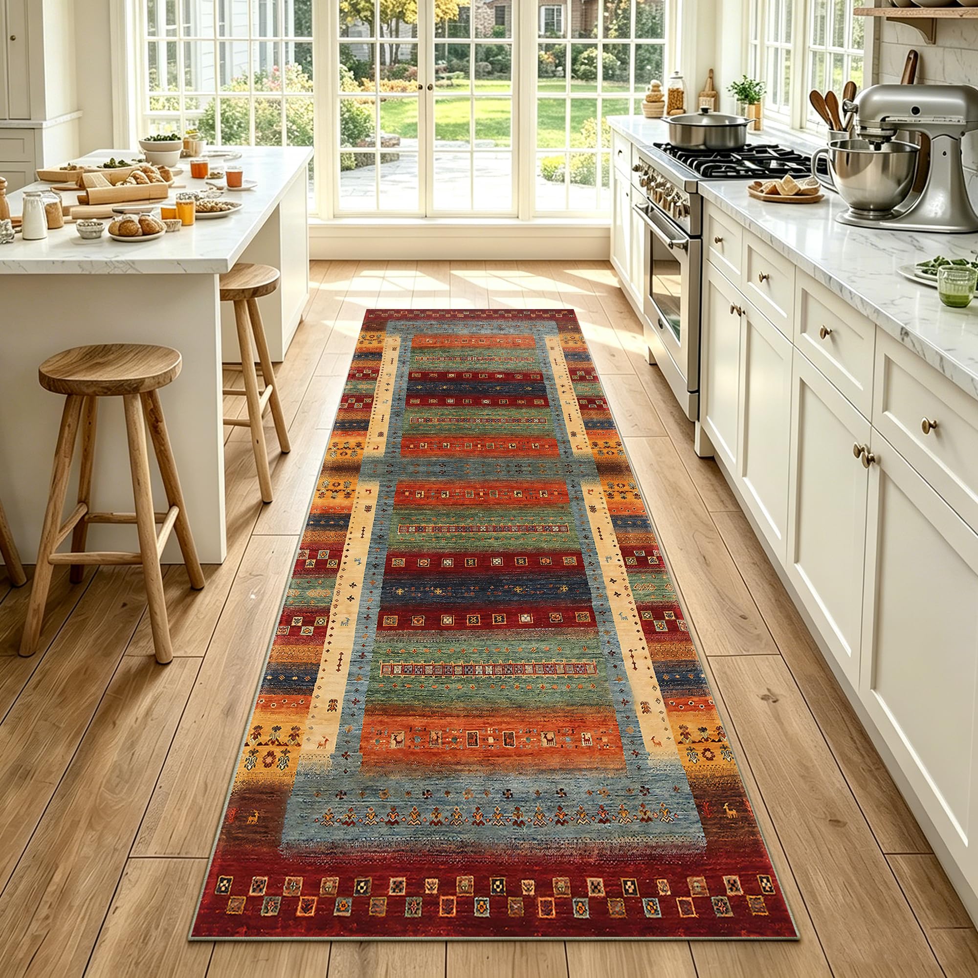 Tapis de Couloir Antidérapant Tapis Couloir Long Lavable en Machine 90 x 220 cm Tapis de Salon, Tapis de Chambre pour l'entrée, la Chambre et la Cuisine Devant Evier