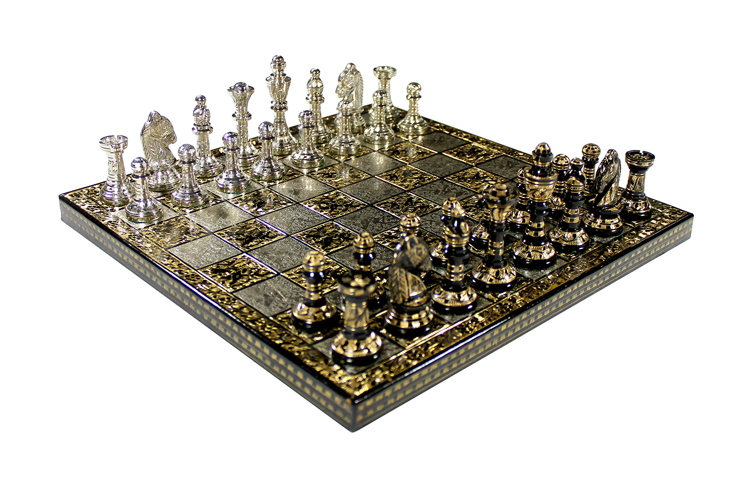 StonKraft Collectible Brass Board Chess Game Board Set With 100% Brass Pieces Chessmen Coins