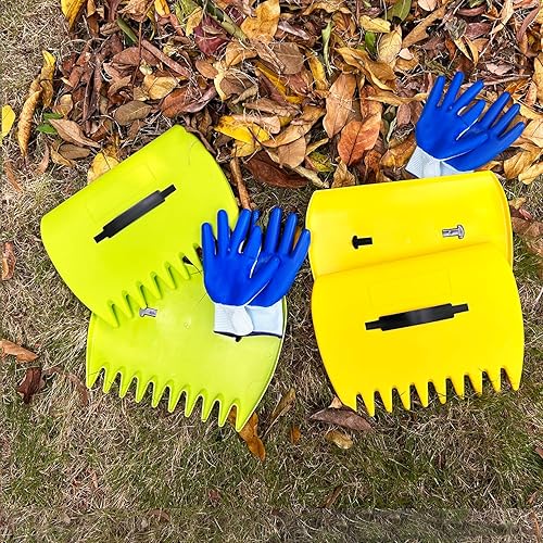 Miniatura 9 de 2 juegos de rastrillos de mano, cucharas de hojas y garras con 2 pares de guantes, pala de plástico ligero para hojas, agarradores de hojas grandes
