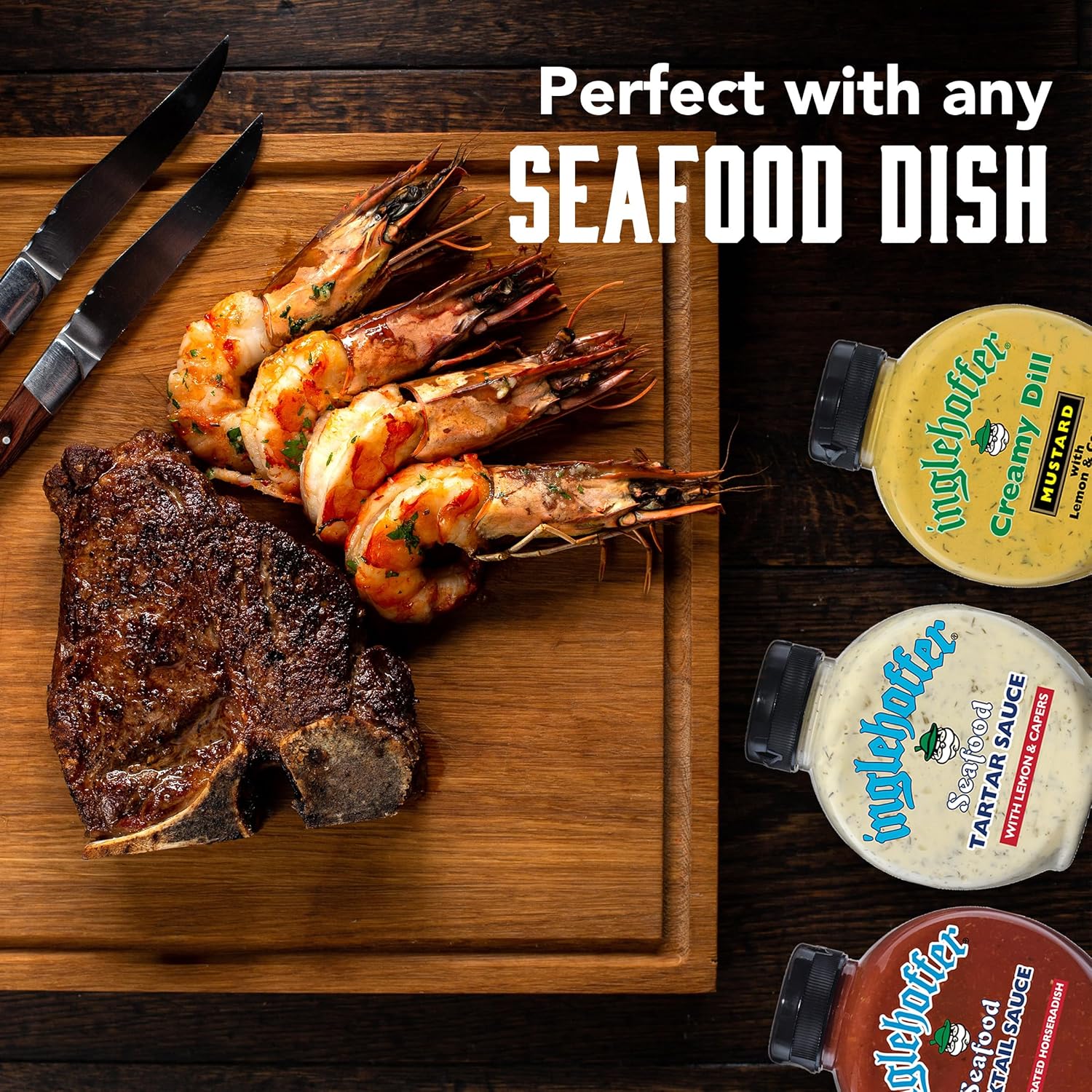 Inglehoffer Condiment Variety 3-Pack: Cocktail Sauce, Tartar Sauce & Dill Mustard for Seafood, Sandwiches & Dipping
