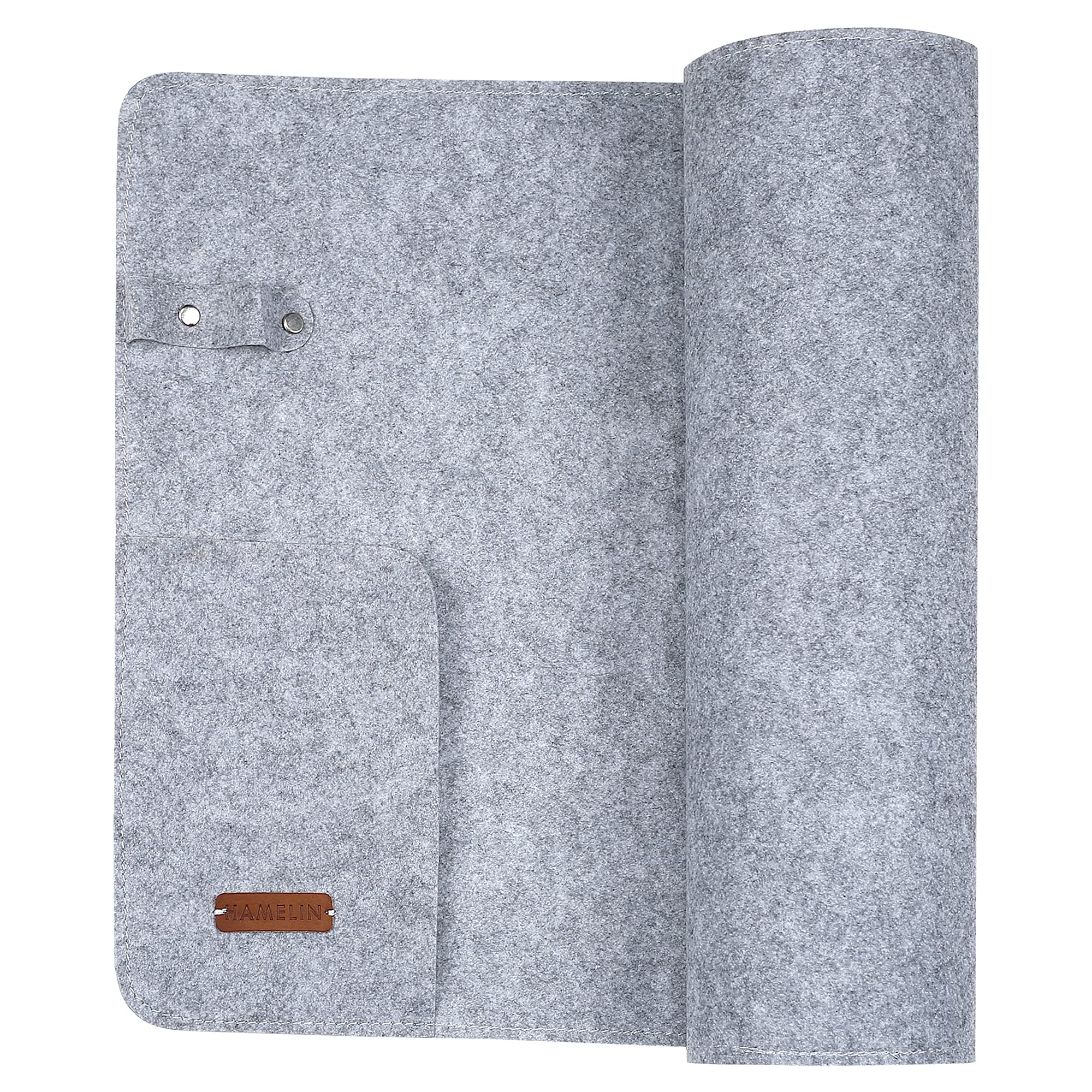 Hamelin Neuro Felt Desk Spread | Vegan Leather Anti-Skid Anti-Slip Desk Mat with Flap & Loops | Laptop Mat for Work from Home Office & Gaming | Extended Mouse Pad & Keyboard Desk Pad | Grey, M…-image-20