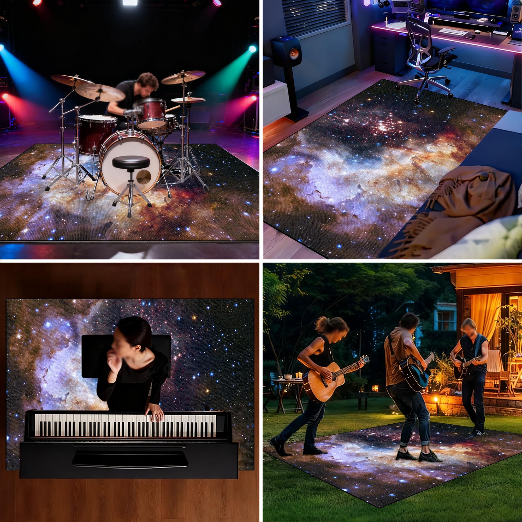 Dywan z baterią akustyczną, dźwiękoszczelny dywanik z baterią, elektroniczny dywanik do bębna basowego, antypoślizgowy do bębna basowego i innych elementów zestawu dywaników do dywanika 120 x 90 cm