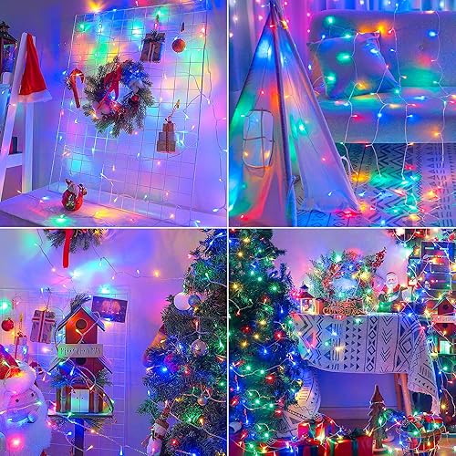 Miniatura 6 de YOUNGAR - Tira de luces para interiores, luces parpadeantes, 98 pies, 200 LED, 8 modos, luces de Navidad multicolor para exteriores, 30 V con