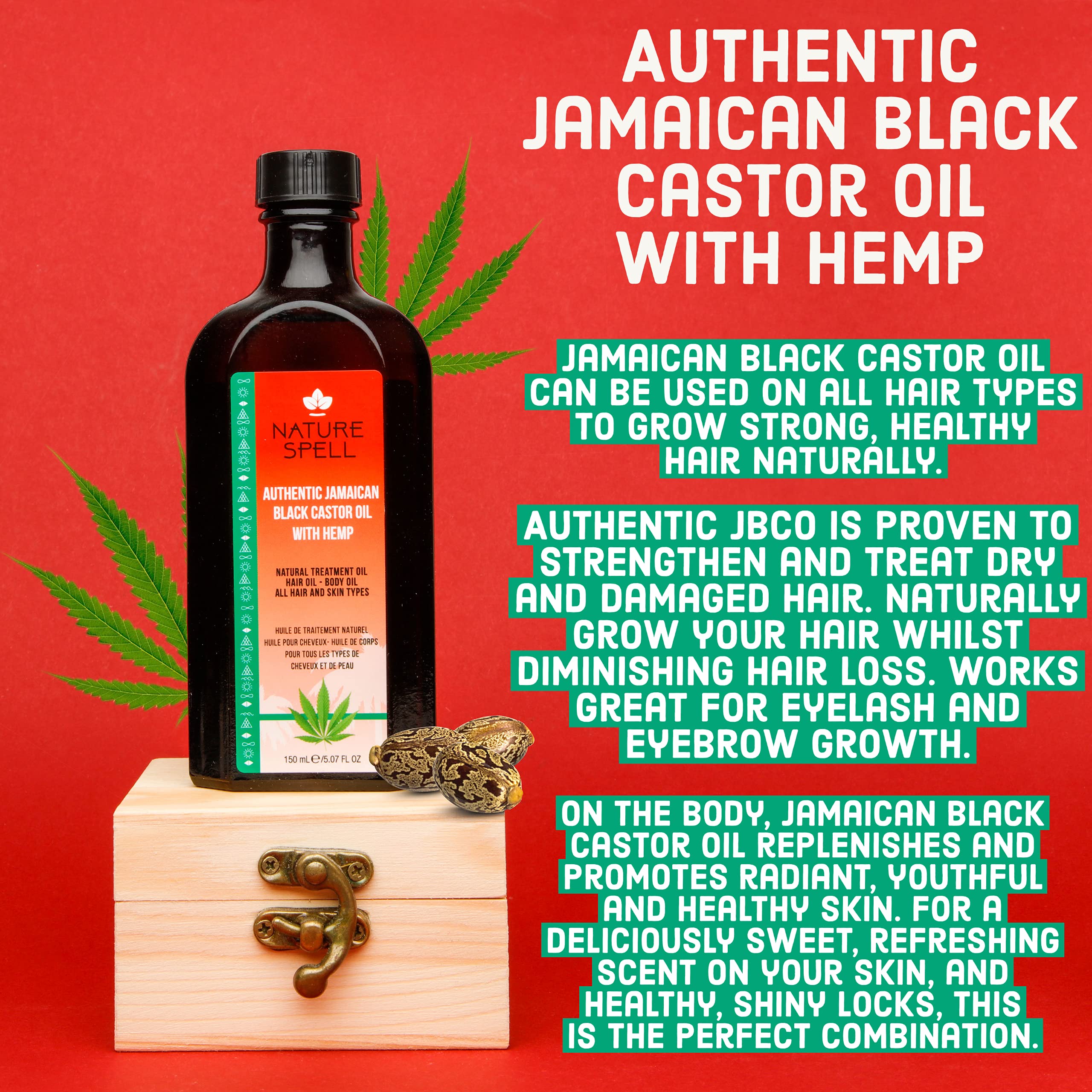 Buy Nature Spell Authentic Jamaican Black Castor Oil with Hemp for Hair