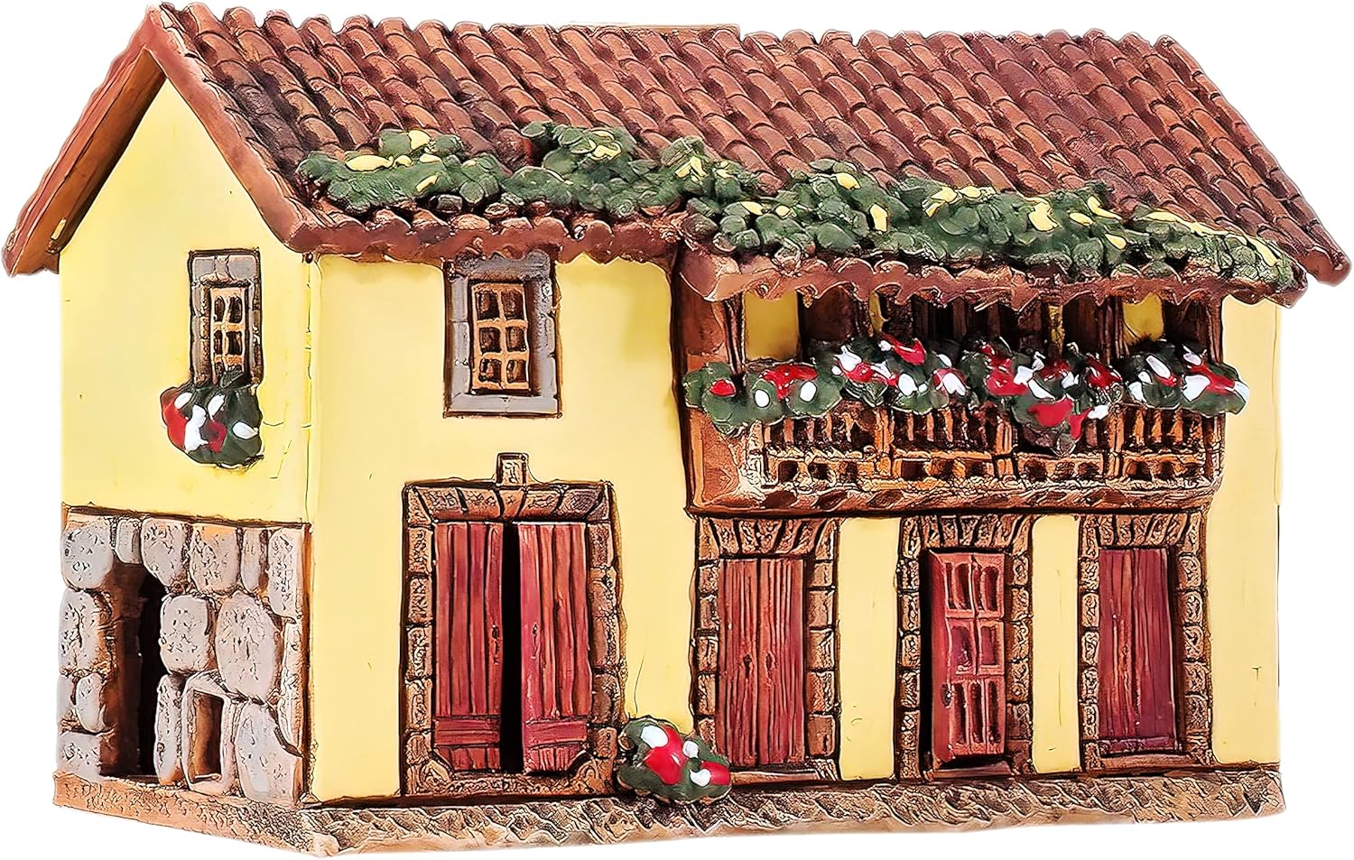 Ceramic Art Cone Incense Holder Room Decoration Handcrafted Collectible Miniature Old House in Gran Canaria, Spain R364